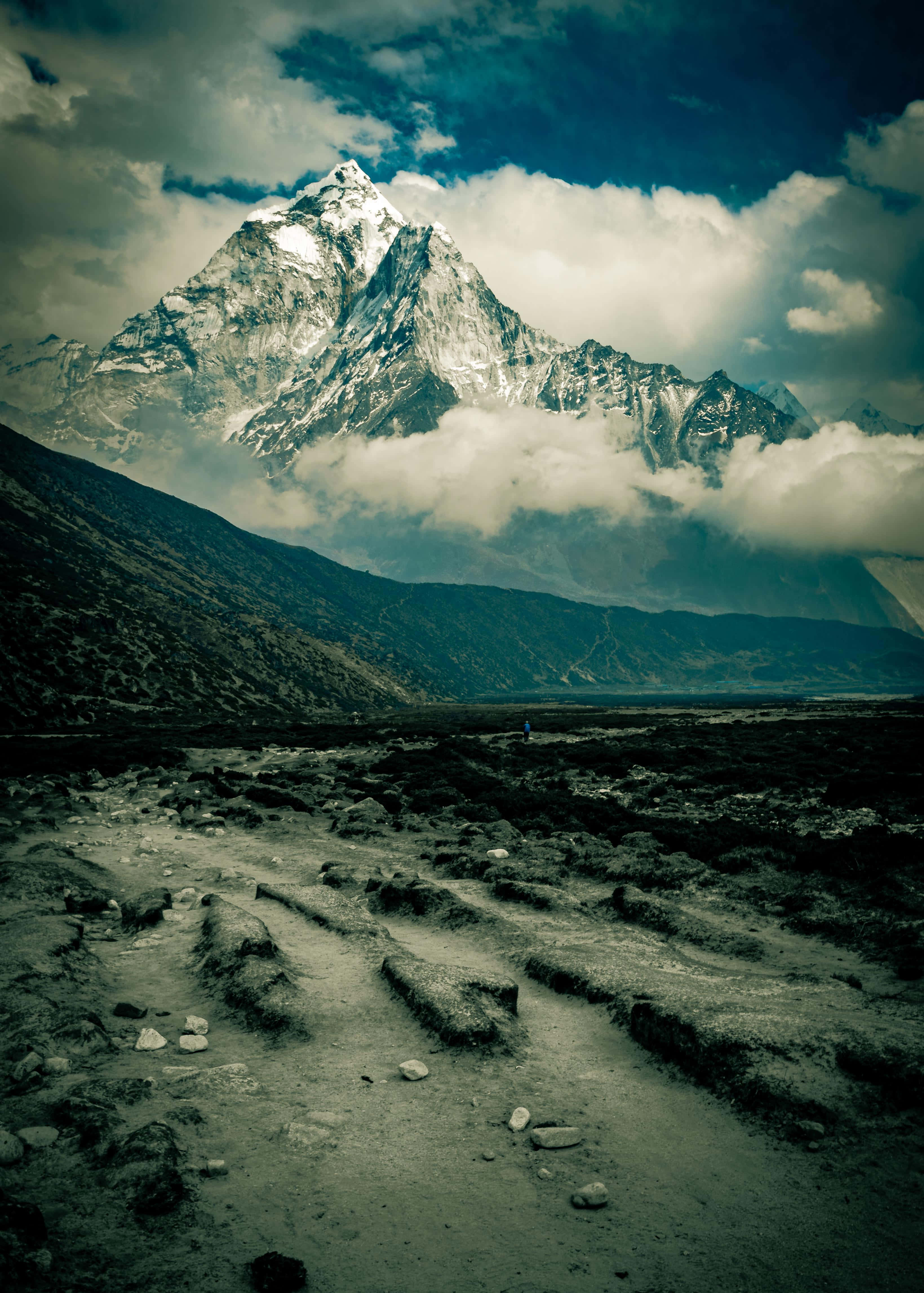 Fuji Mountain, snow-capped peak, rugged mountain trail, 4K Phone Wallpaper