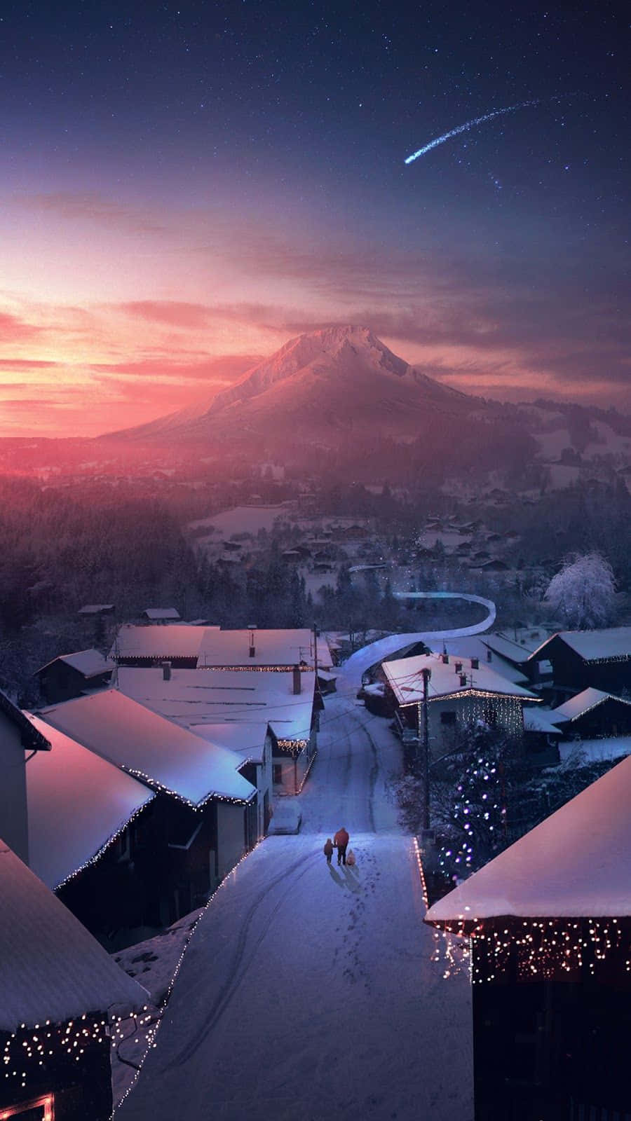Mount Fuji, shooting star, starry sky, HD Phone Wallpaper