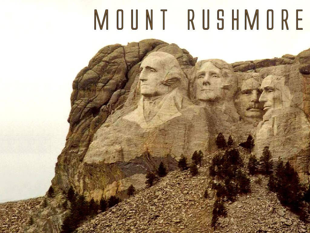 Mount Rushmore, rocky mountain face, overcast sky, SD Desktop Wallpaper