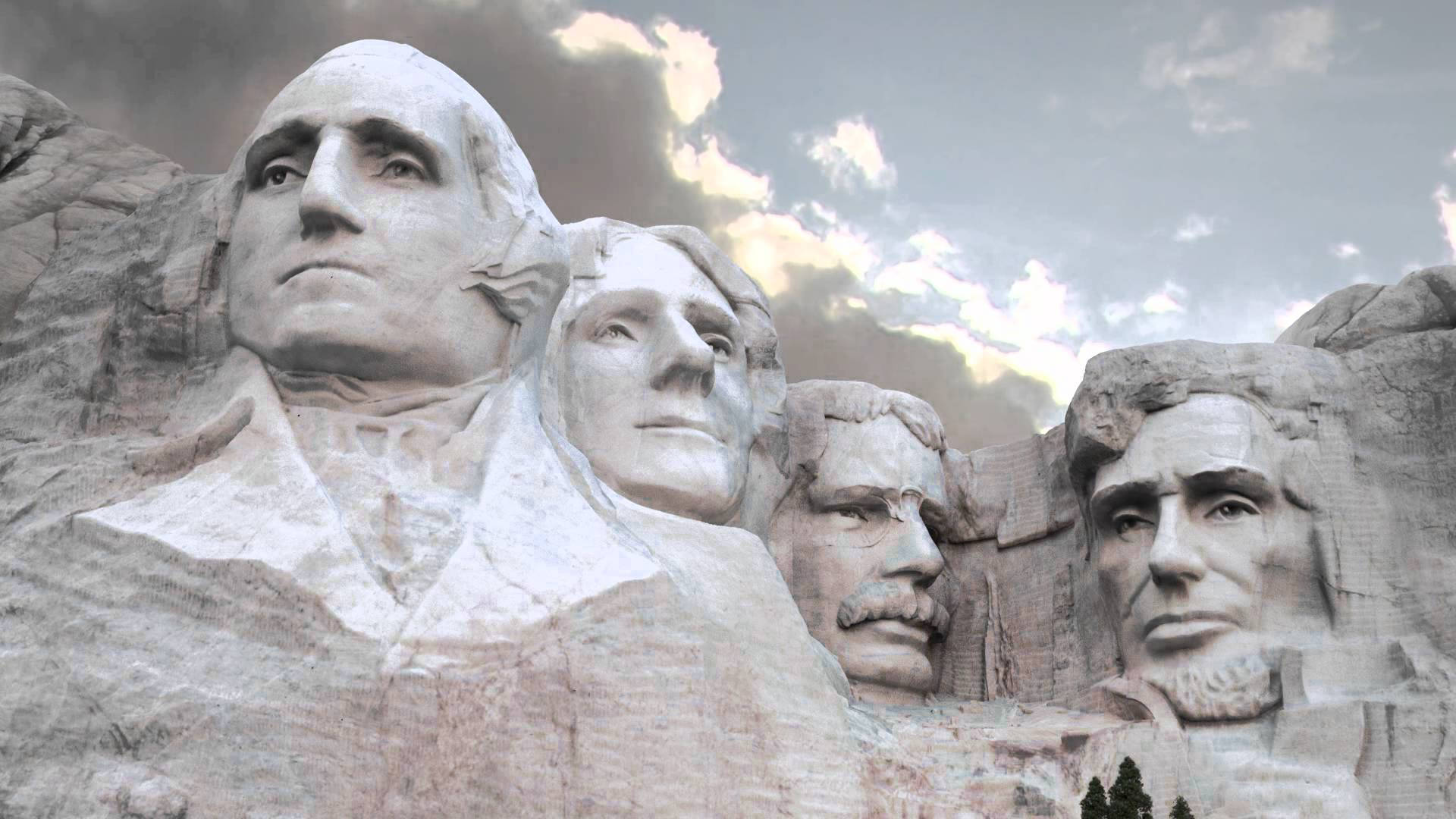 Mount Rushmore, granite, cloudy sky, Full HD Desktop Wallpaper