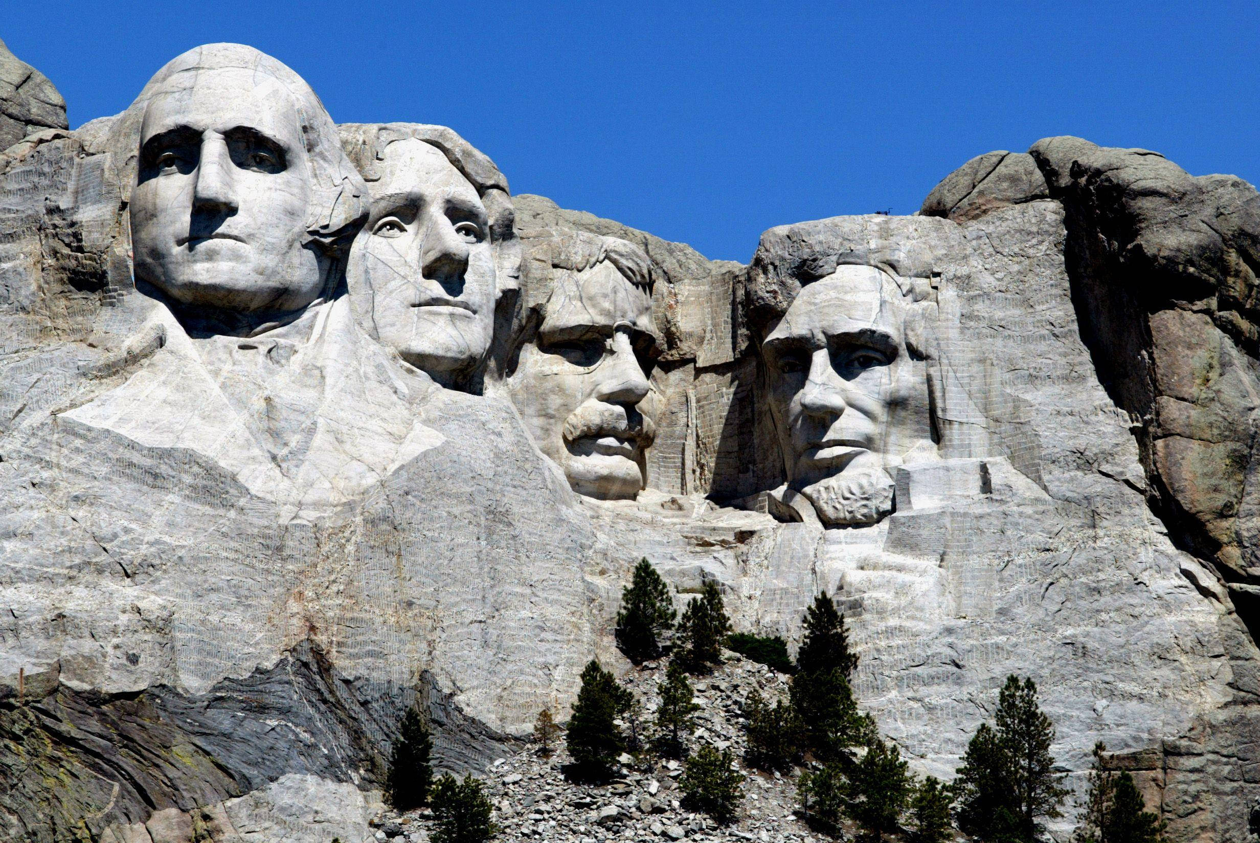 Mount Rushmore, granite, clear blue sky, Full HD Desktop Wallpaper