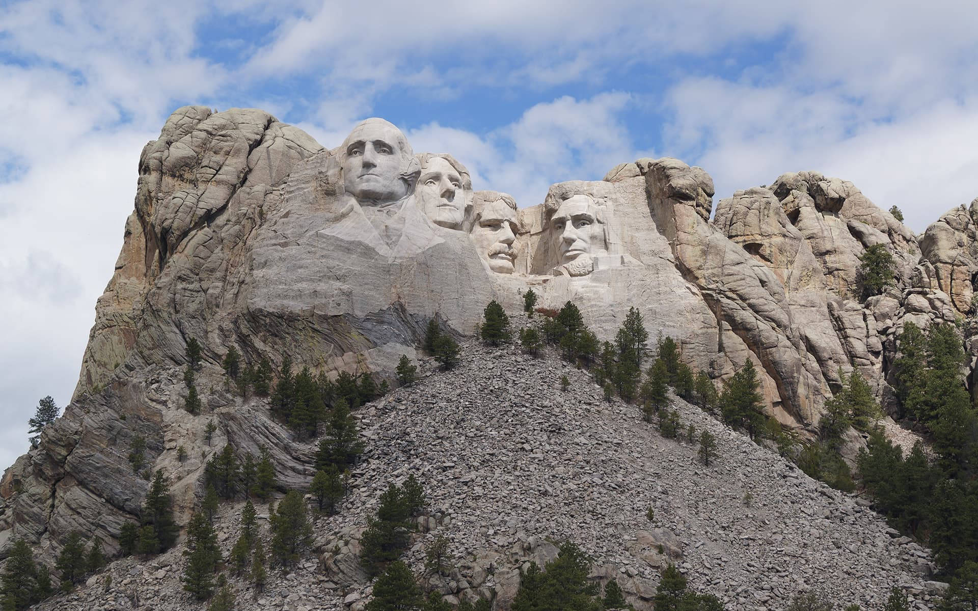 Mount Rushmore, worm's eye view, rugged mountain, Full HD Desktop Wallpaper