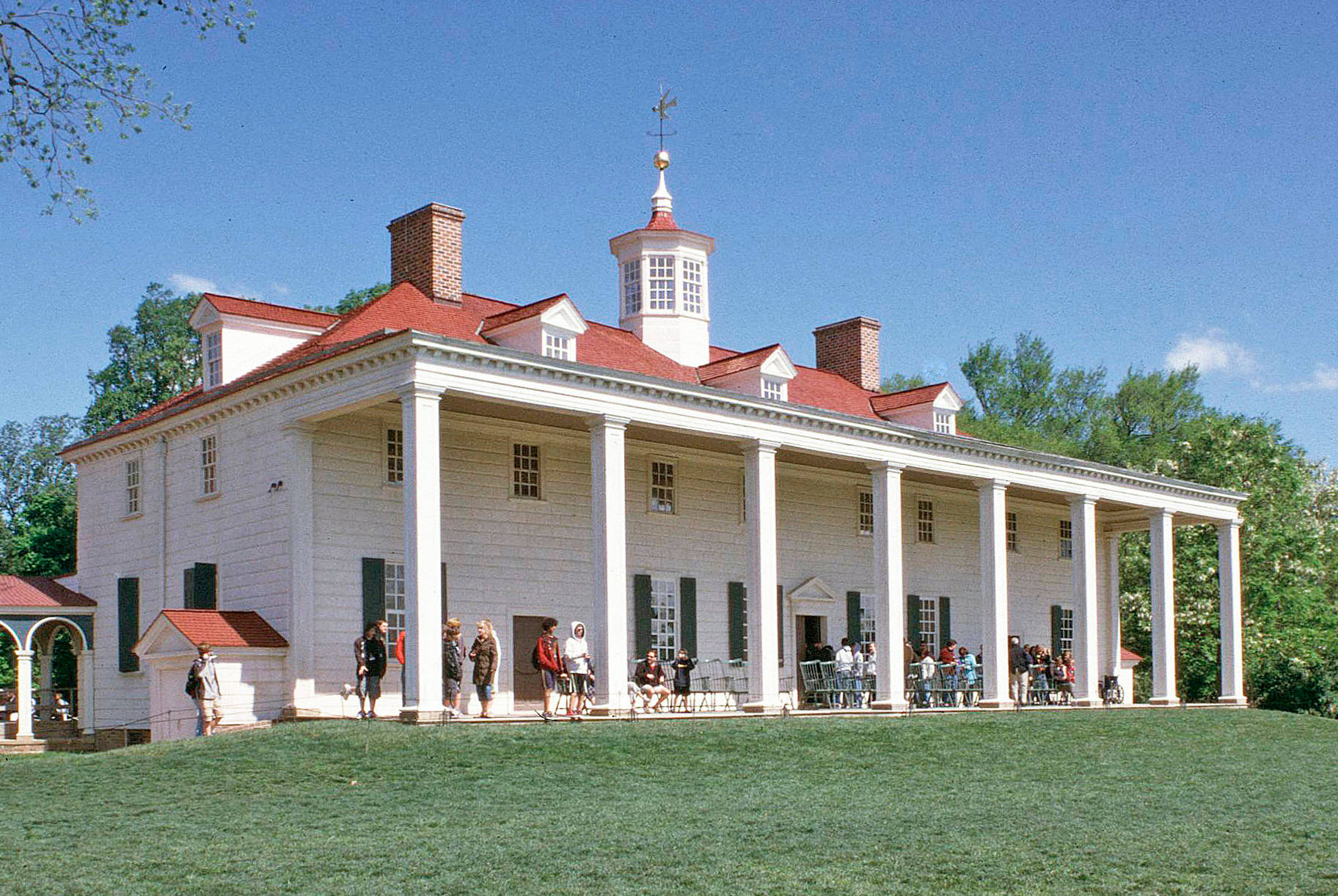 Mount Vernon, white colonial mansion, red roof, HD Desktop Wallpaper