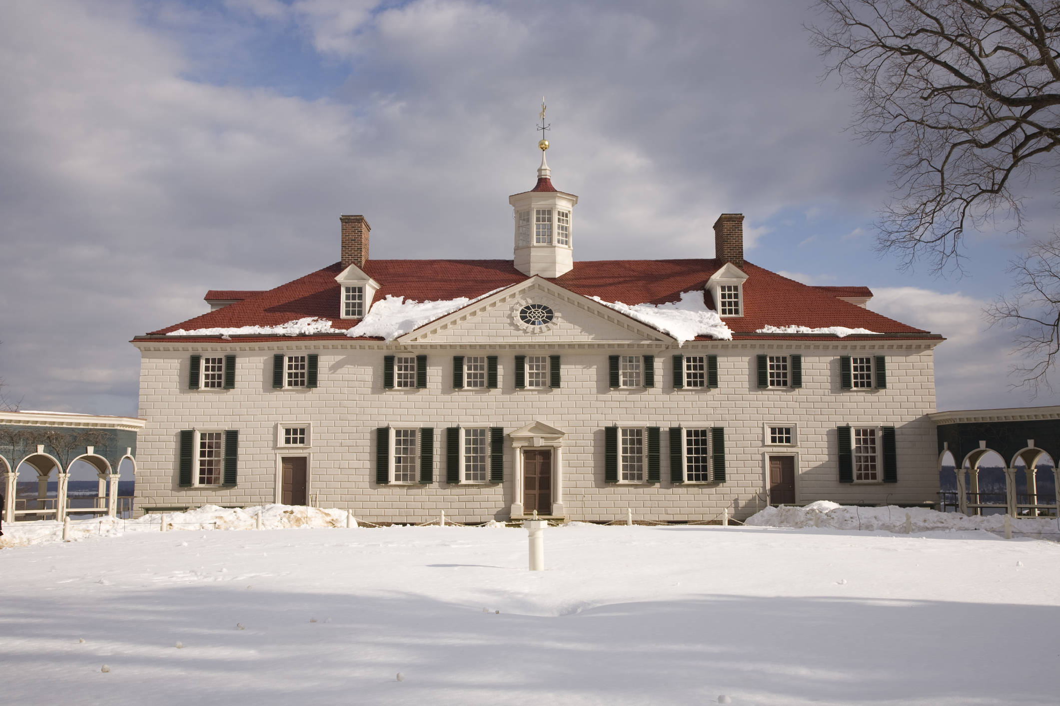 Mount Vernon, white colonial mansion, red roof, Full HD Desktop Wallpaper