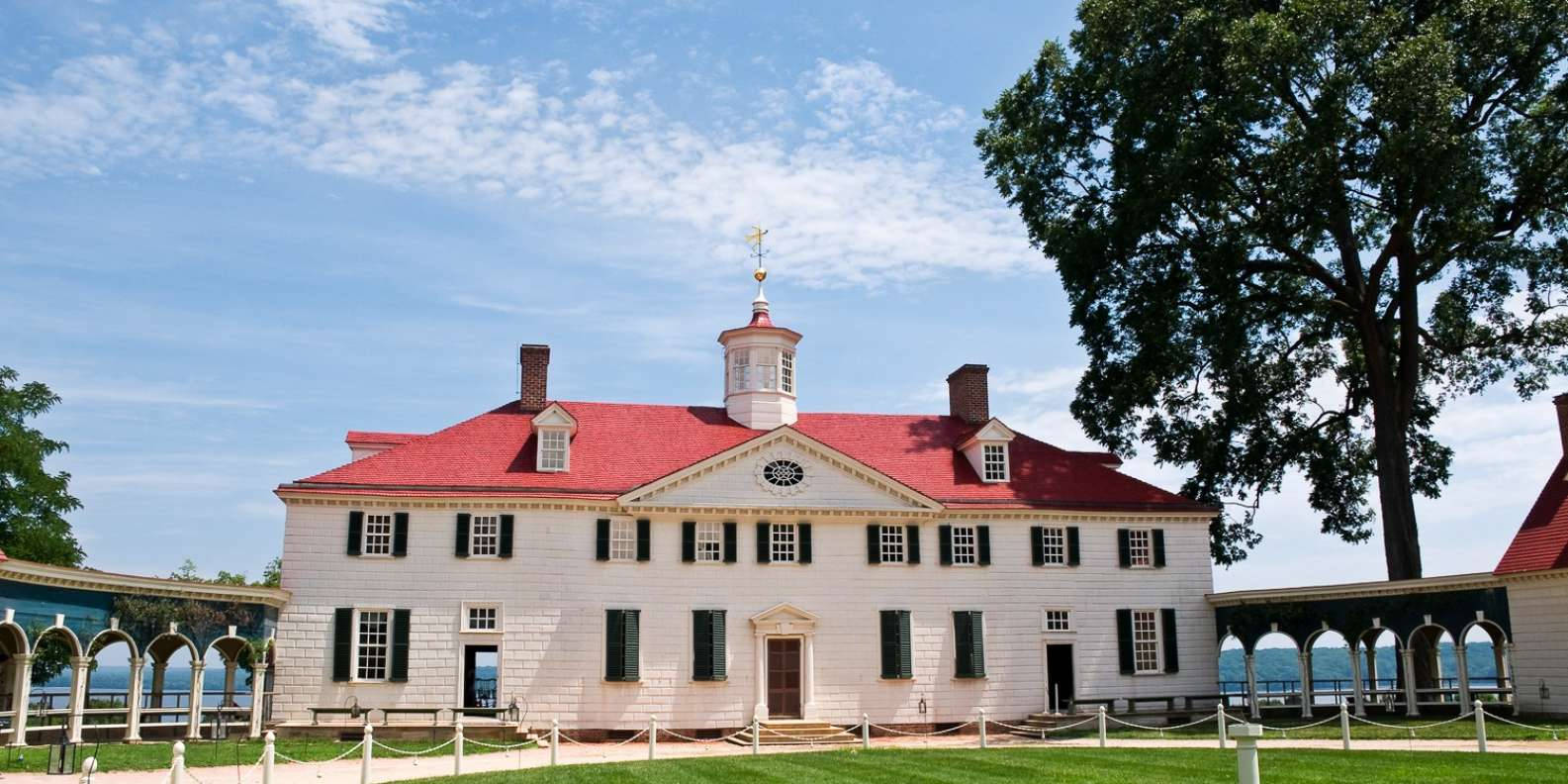 Mount Vernon, white colonial mansion, red roof, HD Desktop Wallpaper