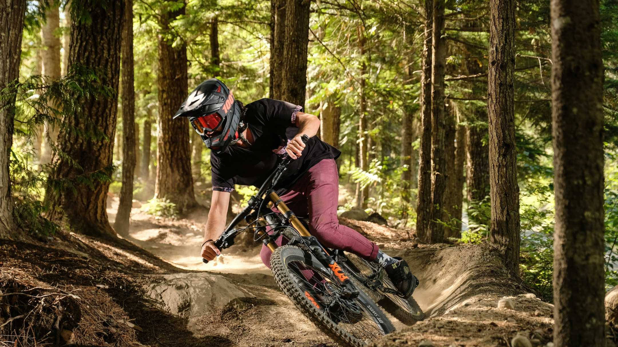 man, mountain biking, forest trail, Full HD Desktop Wallpaper