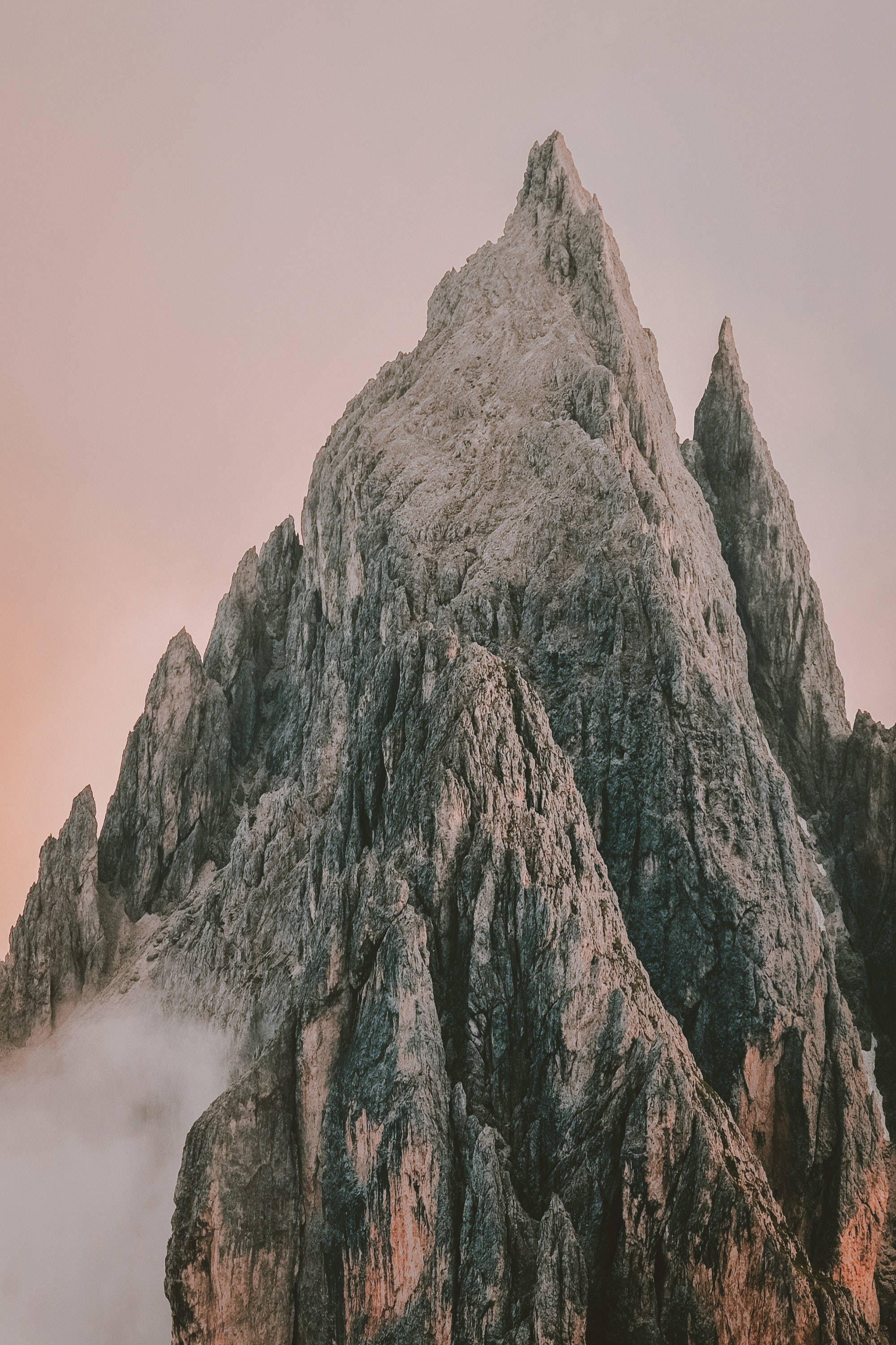 Mountain iPhone, pink skies, jagged mountain peak, 2K Phone Wallpaper
