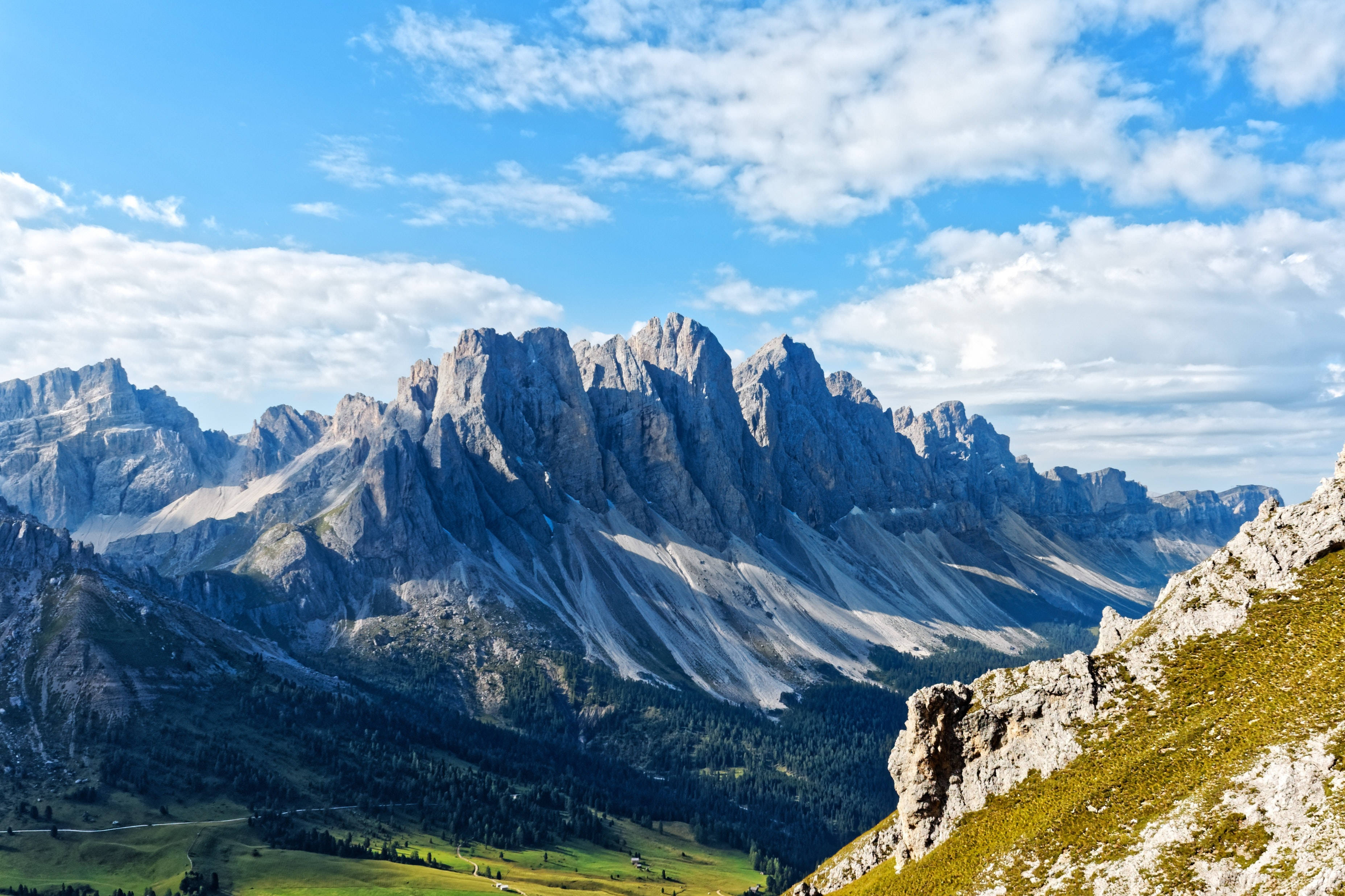 Mountain iPhone, alpine peaks, bright blue sky, 2K Desktop Wallpaper