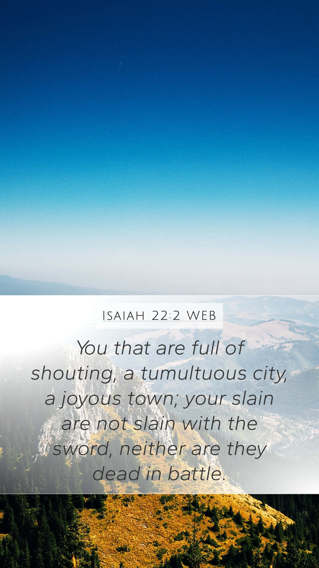 mountain valley, clear blue sky, biblical verse, Full HD Phone Wallpaper