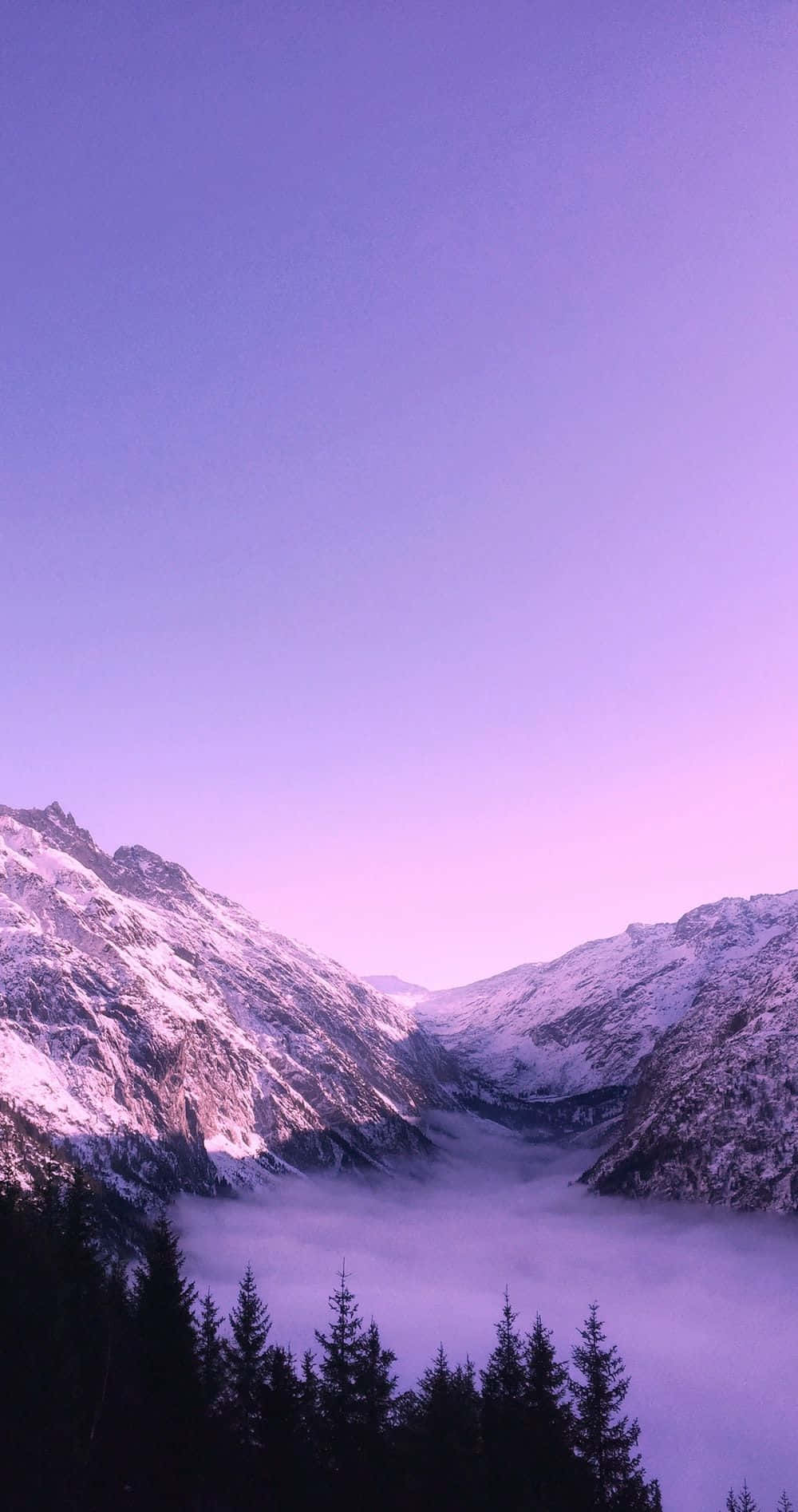 Lavender Purple Snowy Mountain, snowcapped mountains, sea of mist, HD Phone Wallpaper