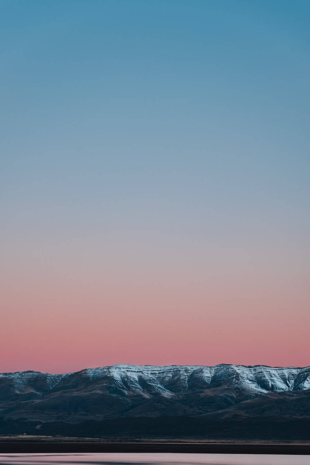 Clear Blue Sky, snow capped mountains, gradient sky, HD Phone Wallpaper