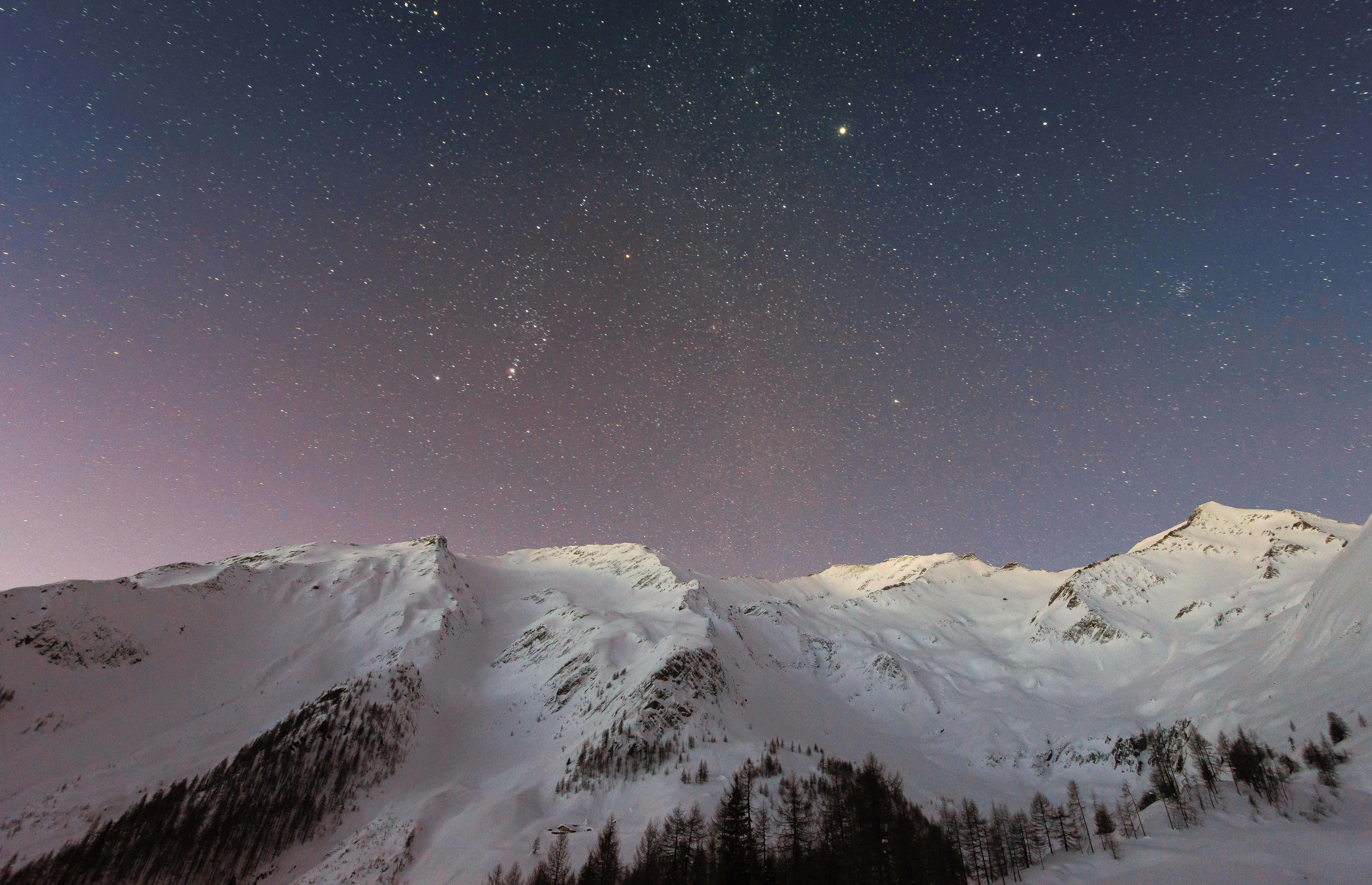 Mountain iPhone, snowcapped mountain peaks, starry night sky, 5K Desktop Wallpaper