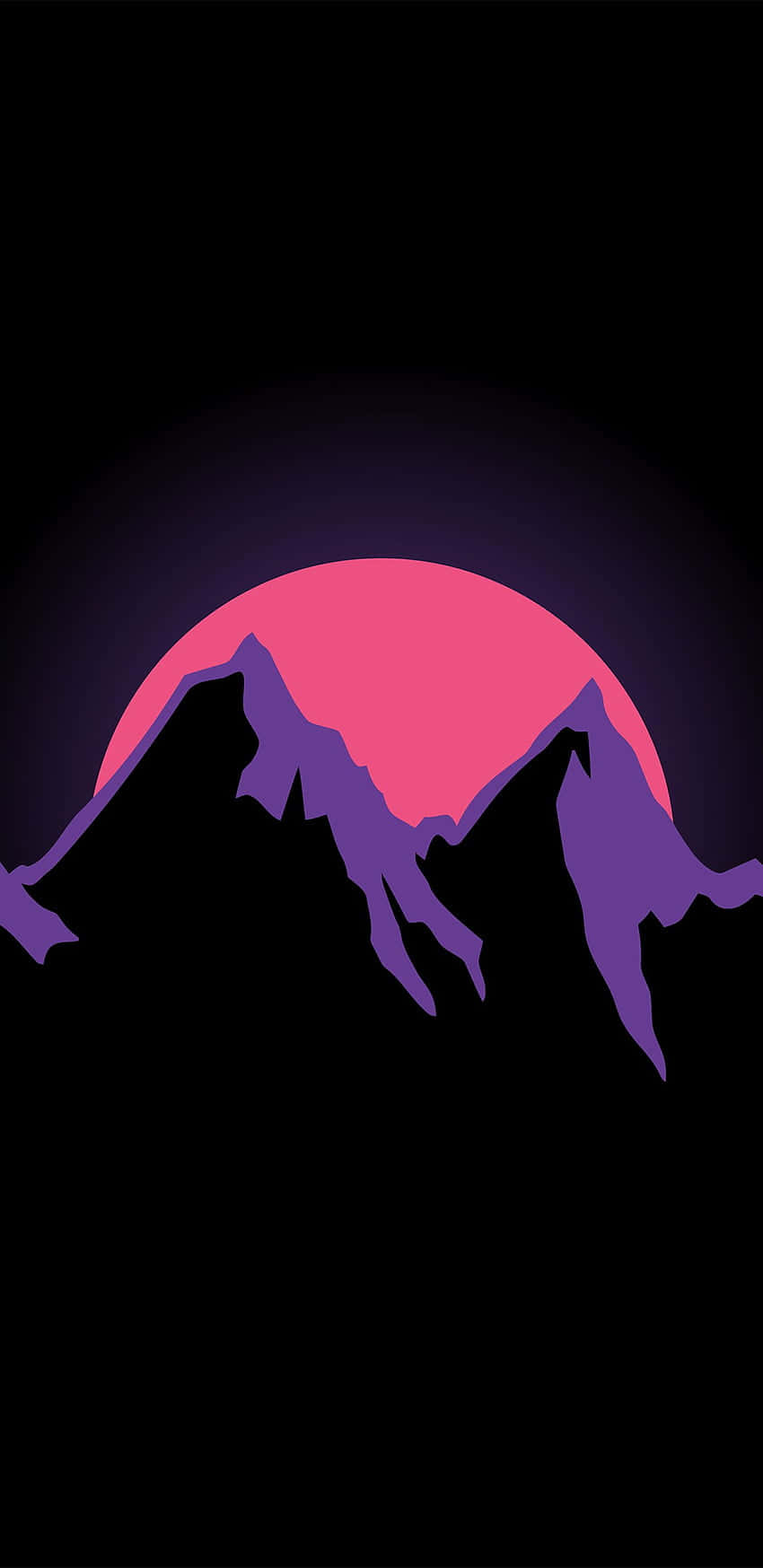 Amoled S Peak Of Mountain, purple mountain silhouette, glowing pink sunset, HD Phone Wallpaper