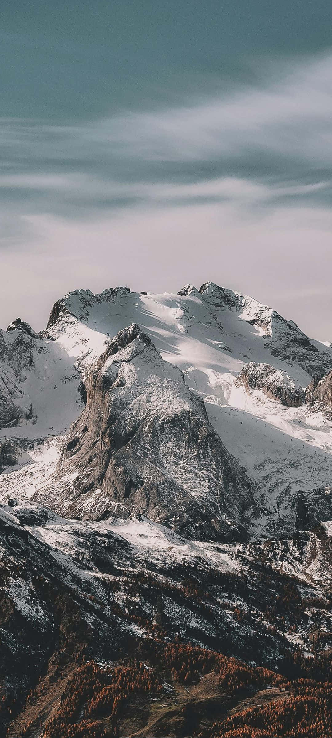 majestic mountain peaks, snow covered, soft cloudy sky, Full HD Phone Wallpaper