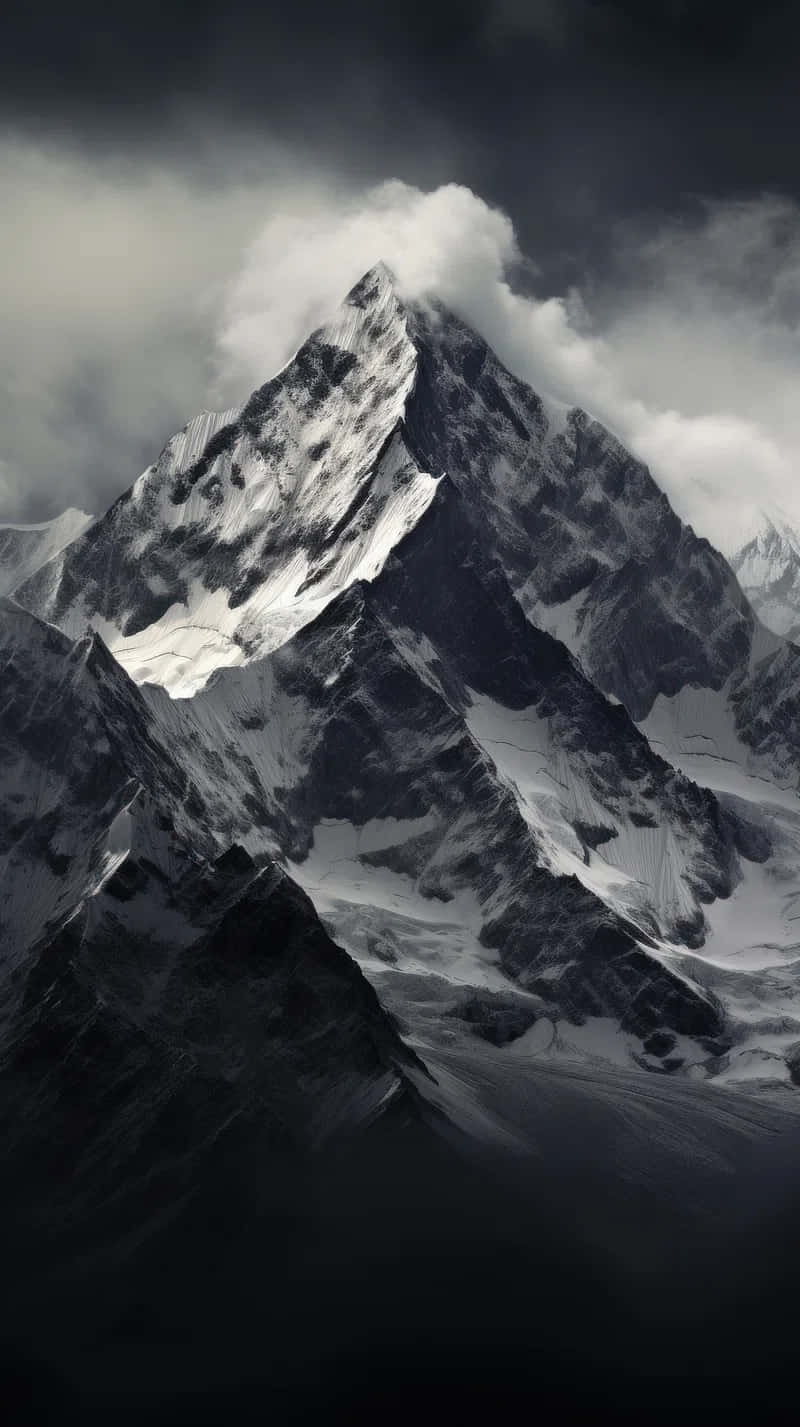 majestic mountain peak, snowcapped mountain peak, dark storm clouds, HD Phone Wallpaper