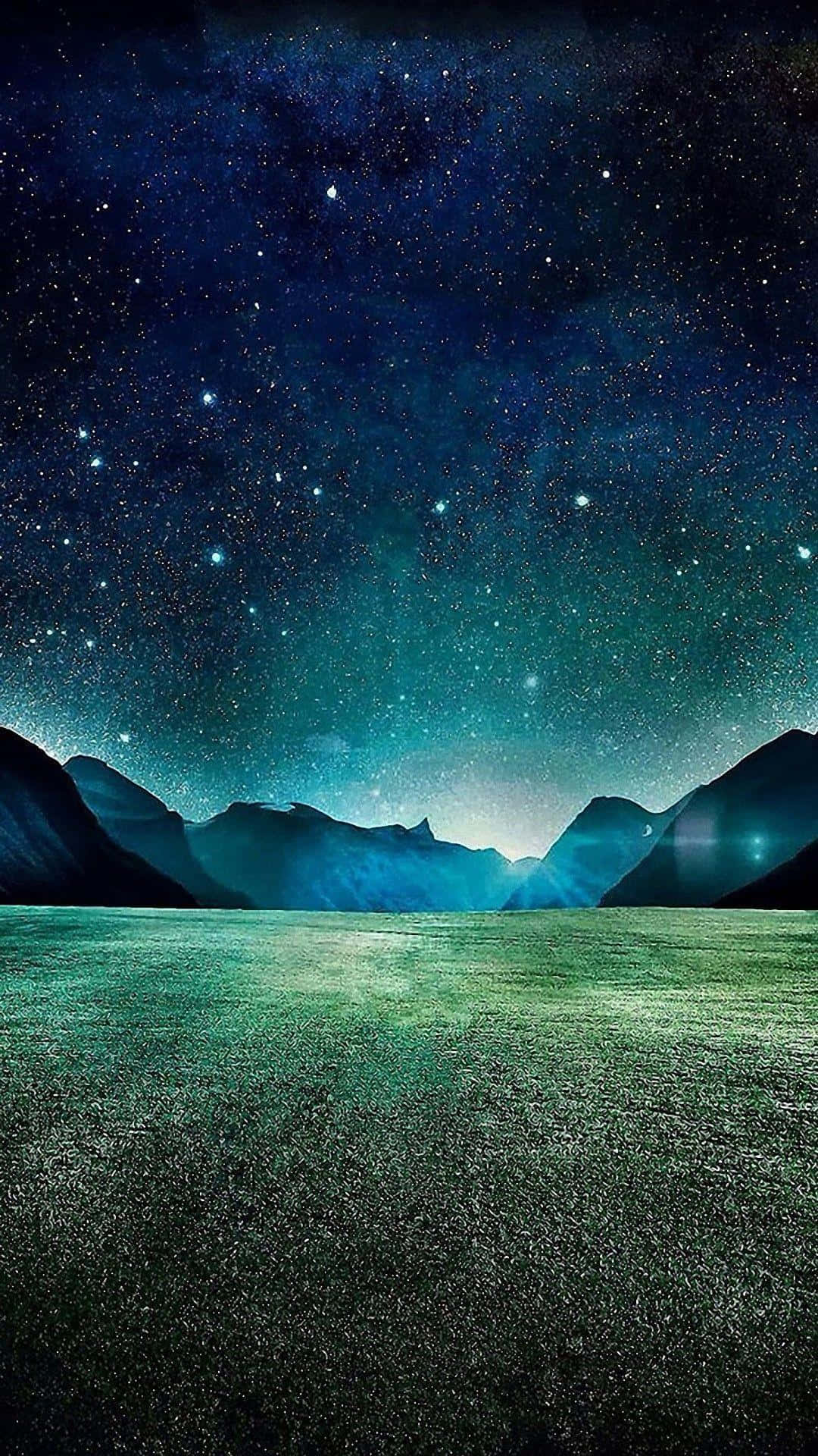 Night Time Mountain Nature Android HD, starry night sky, silhouetted mountains, Full HD Phone Wallpaper