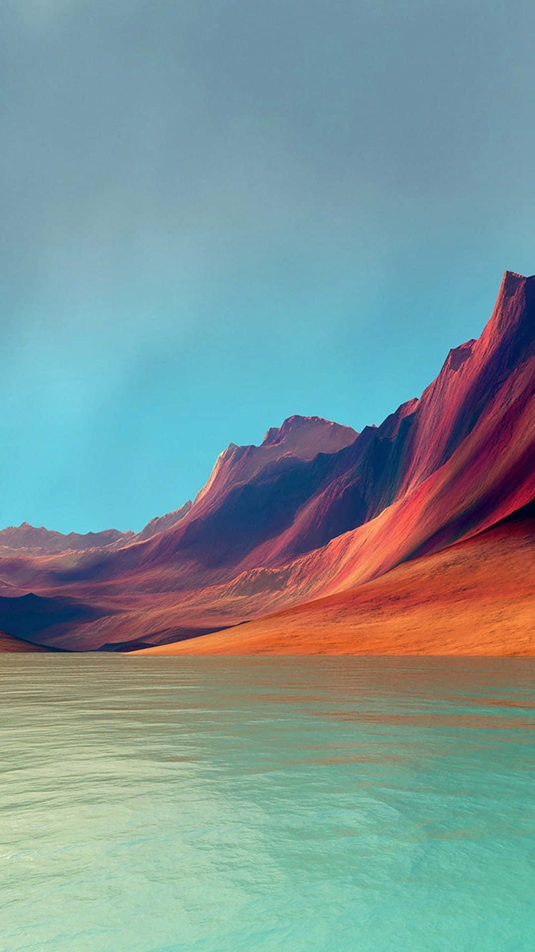 Red Mountain, vibrant red and orange cliffs, serene lake, Full HD Phone Wallpaper