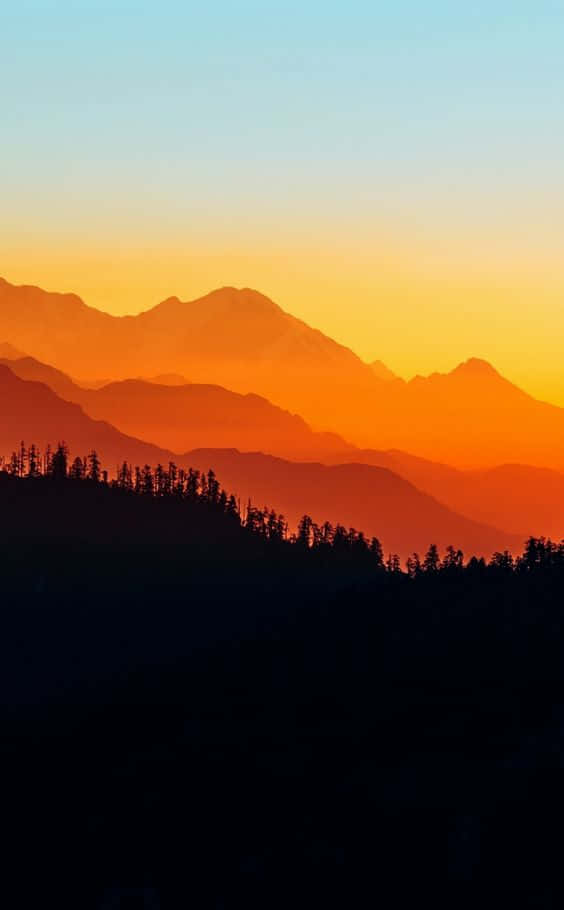Mountain Sunset, sunset, mountain ranges, SD Phone Wallpaper