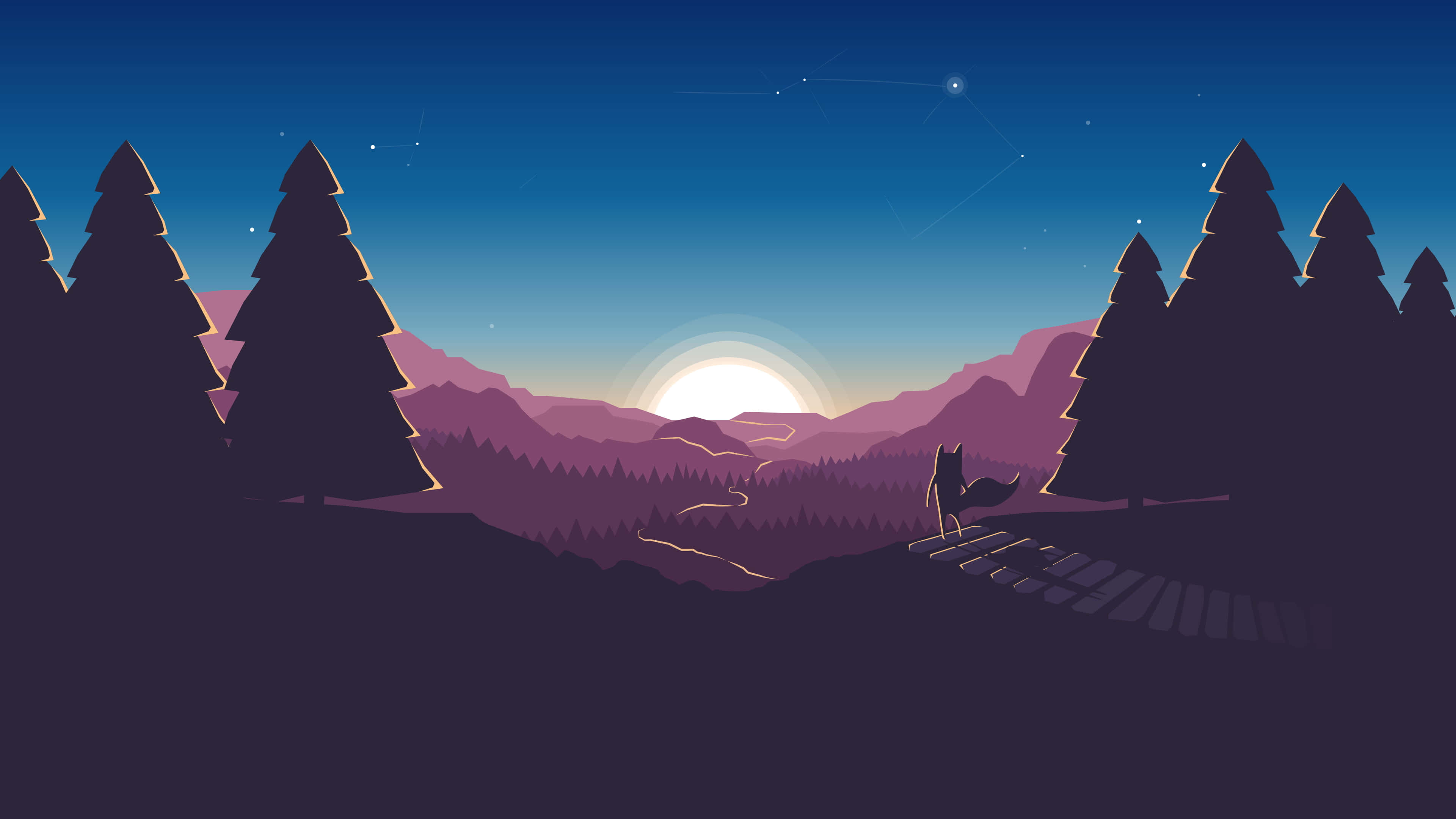 mountain sunset, silhouette of a mountain, sunset, 4K Desktop Wallpaper