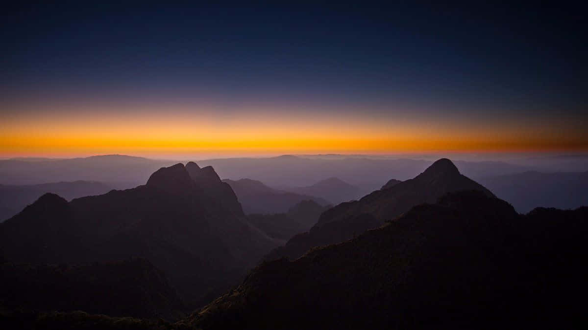 mountain peaks, gradient sky, orange, SD Desktop Wallpaper