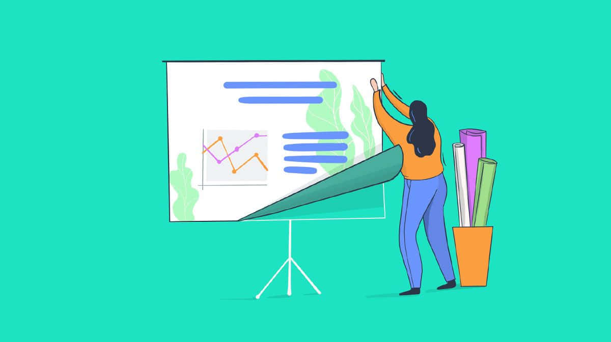 orange shirt, whiteboard, teal background, SD Desktop Wallpaper