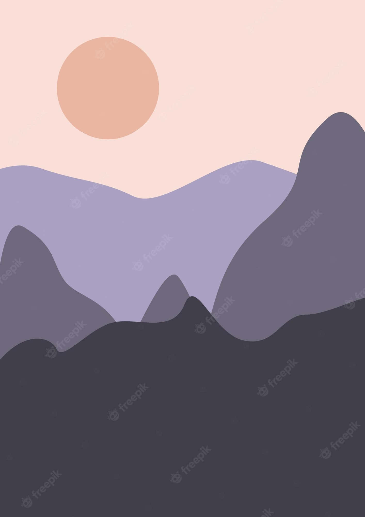 mountain landscape, sunset, soft purples, Full HD Phone Wallpaper