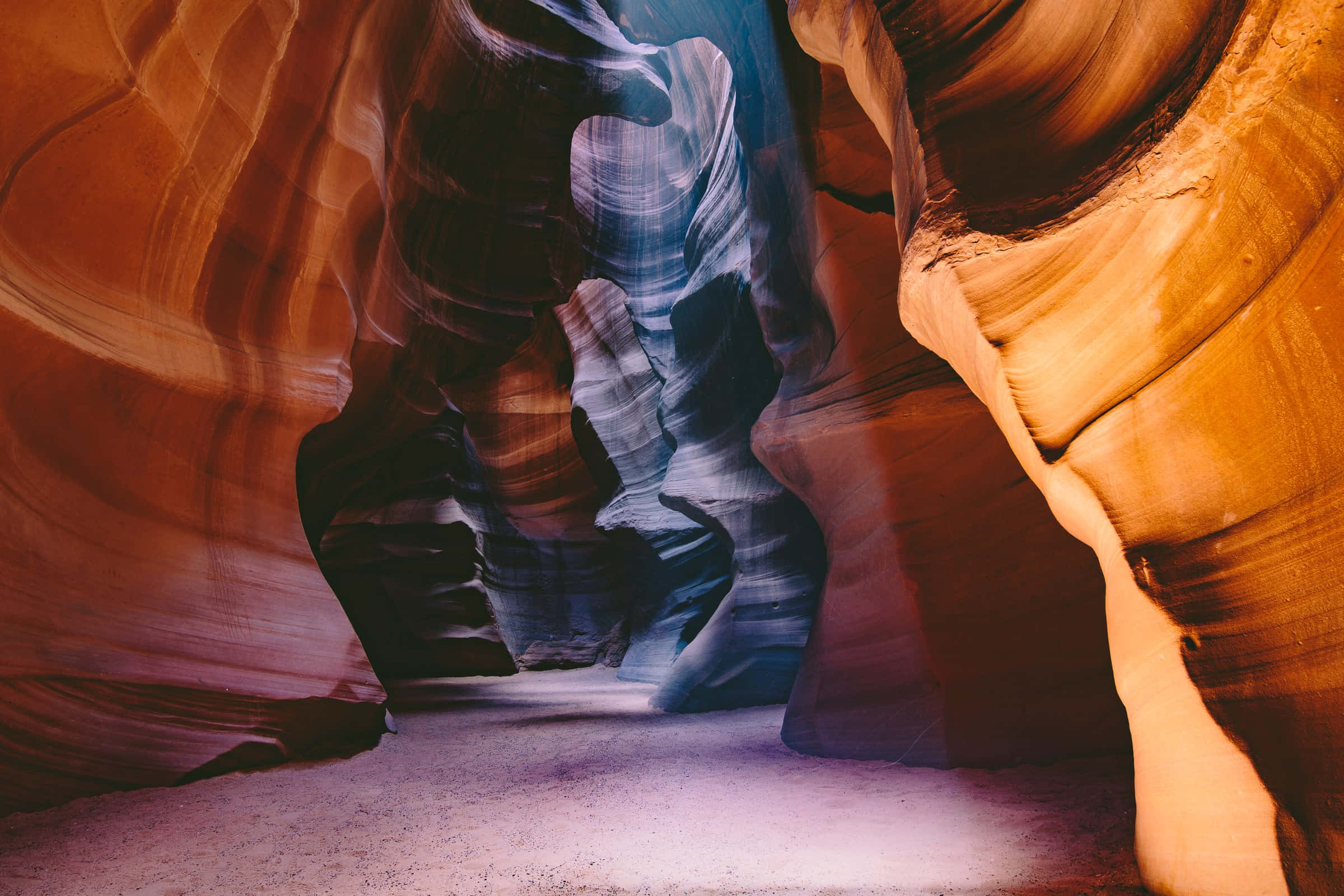 Mountain Sunset, Sunlight, narrow slot canyon, Full HD Desktop Wallpaper