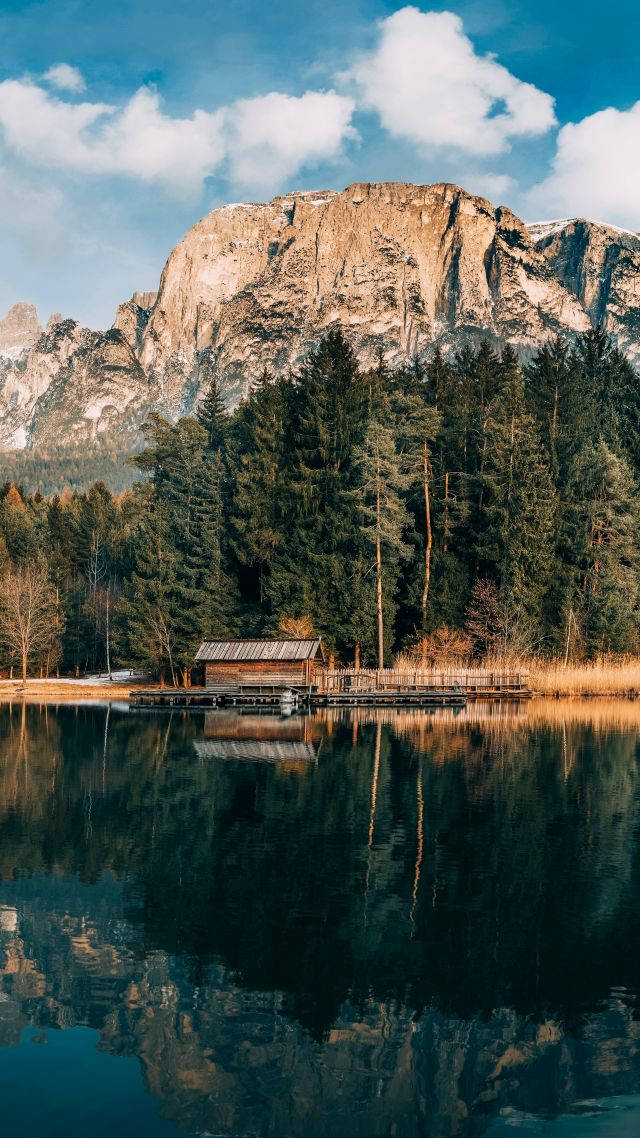 8K, iPhone, wooden cabin, SD Phone Wallpaper