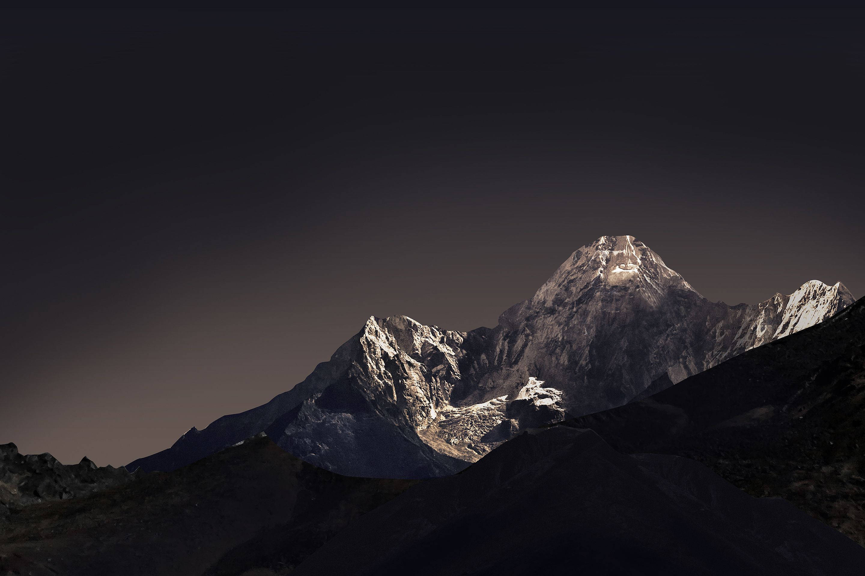 Black Mountain, snow-capped mountain peak, twilight, 2K Desktop Wallpaper