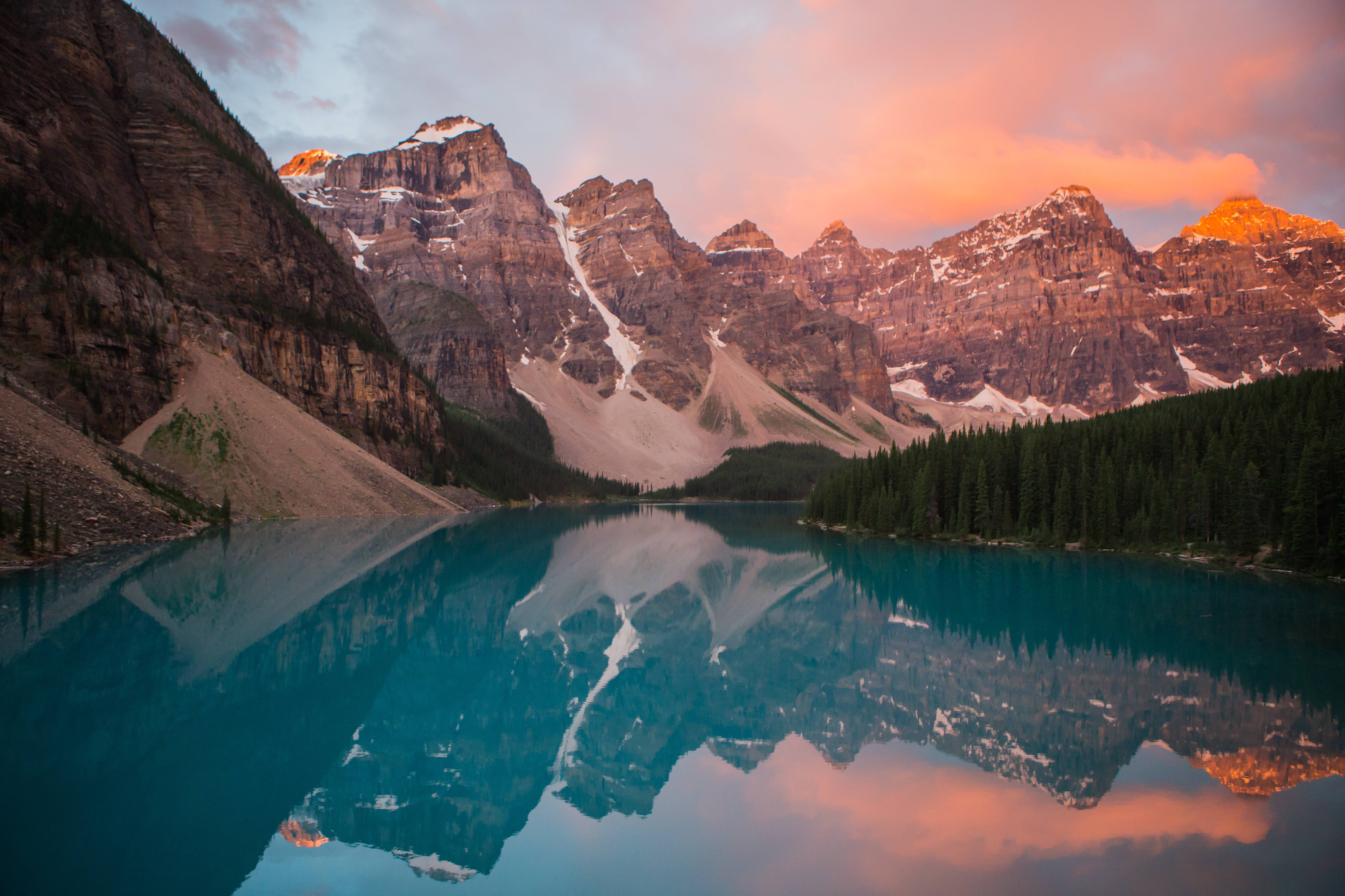 Mountain, Lake, Snow-capped peaks, 5K Desktop Wallpaper