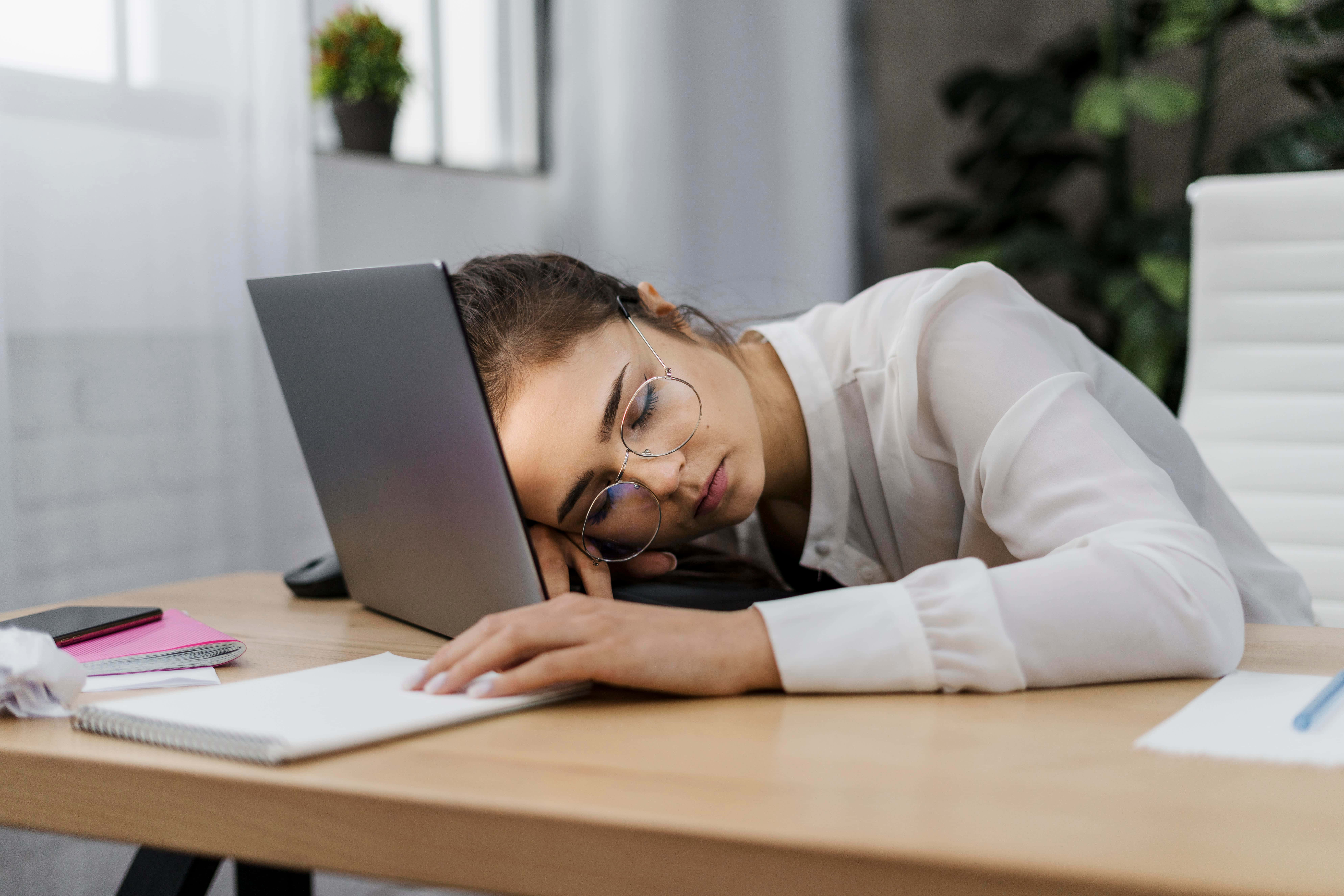 laptop, wooden desk, bright office, 8K Desktop Wallpaper