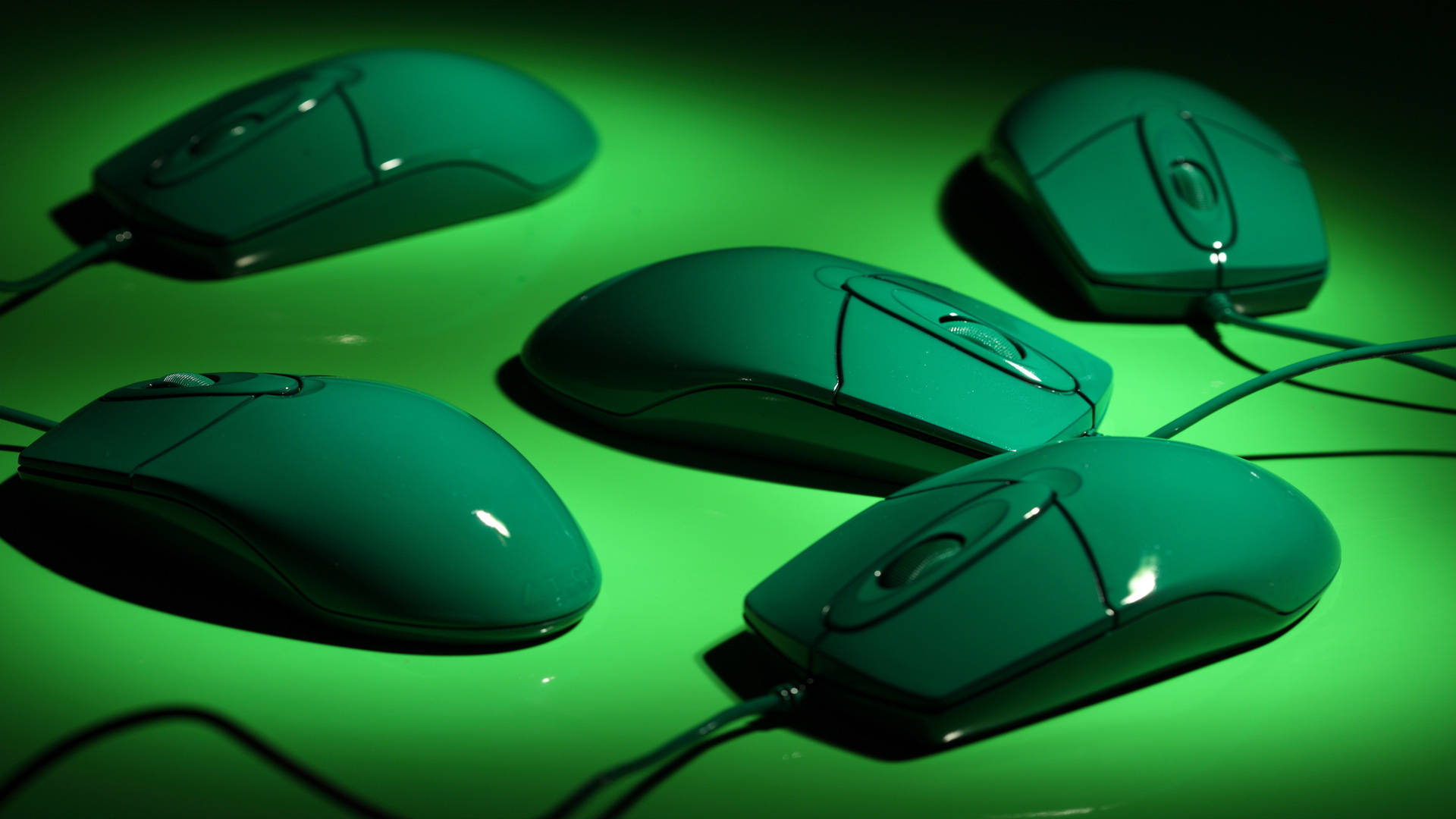 green computer mice, glossy green, glowing green surface, Full HD Desktop Wallpaper