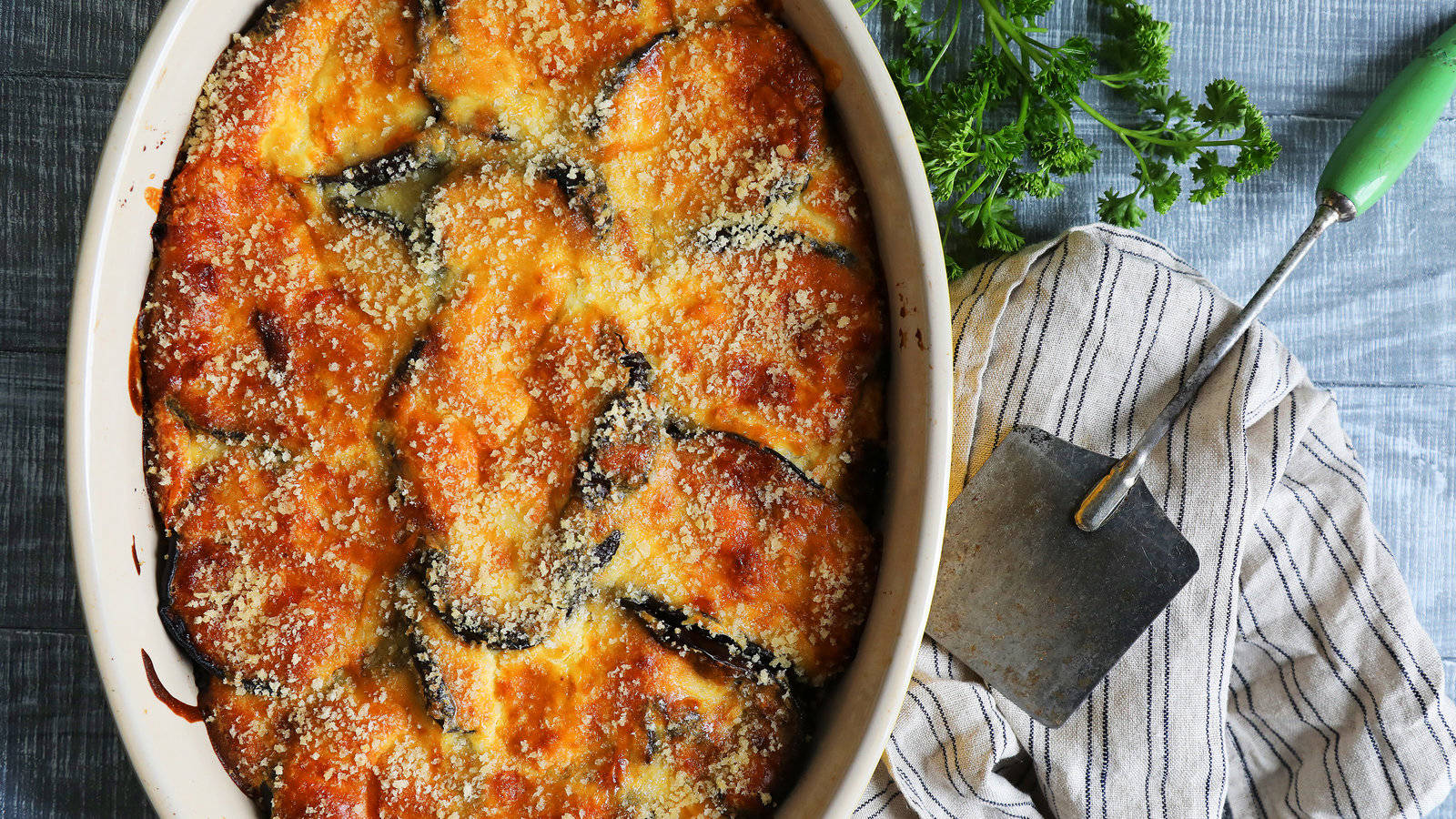 oval tray, moussaka, white dish, HD Desktop Wallpaper