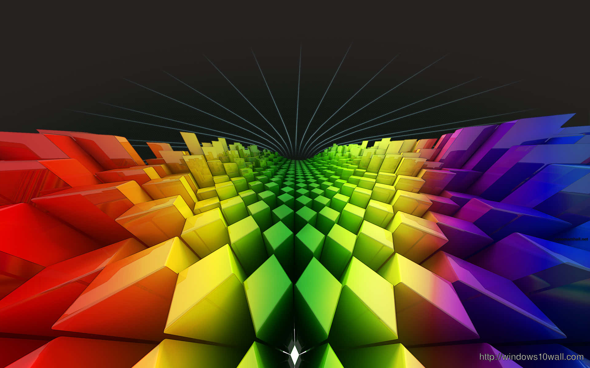 rainbow colored cube, 3d-rendered, rainbow tunnel, Full HD Desktop Wallpaper