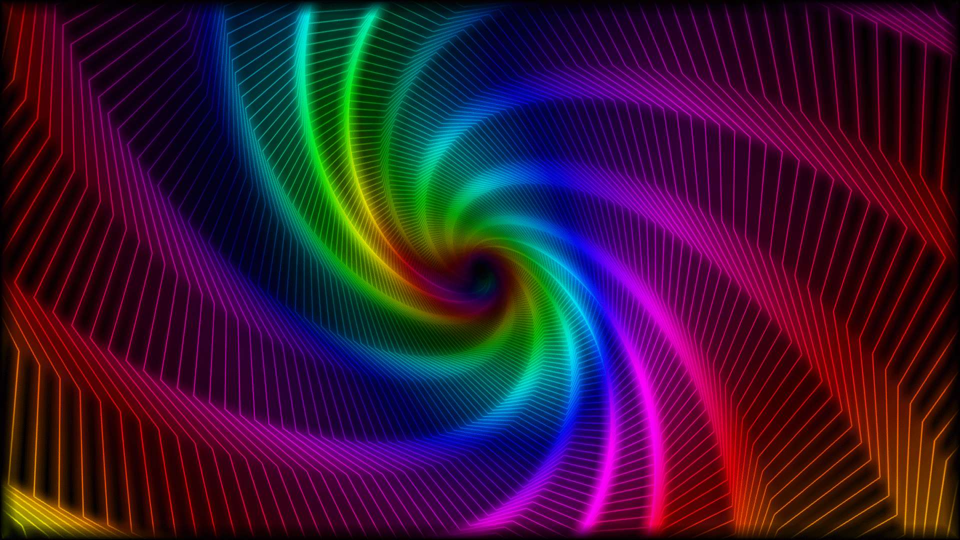 neon lines, rainbow vortex, dark background, Full HD Desktop Wallpaper