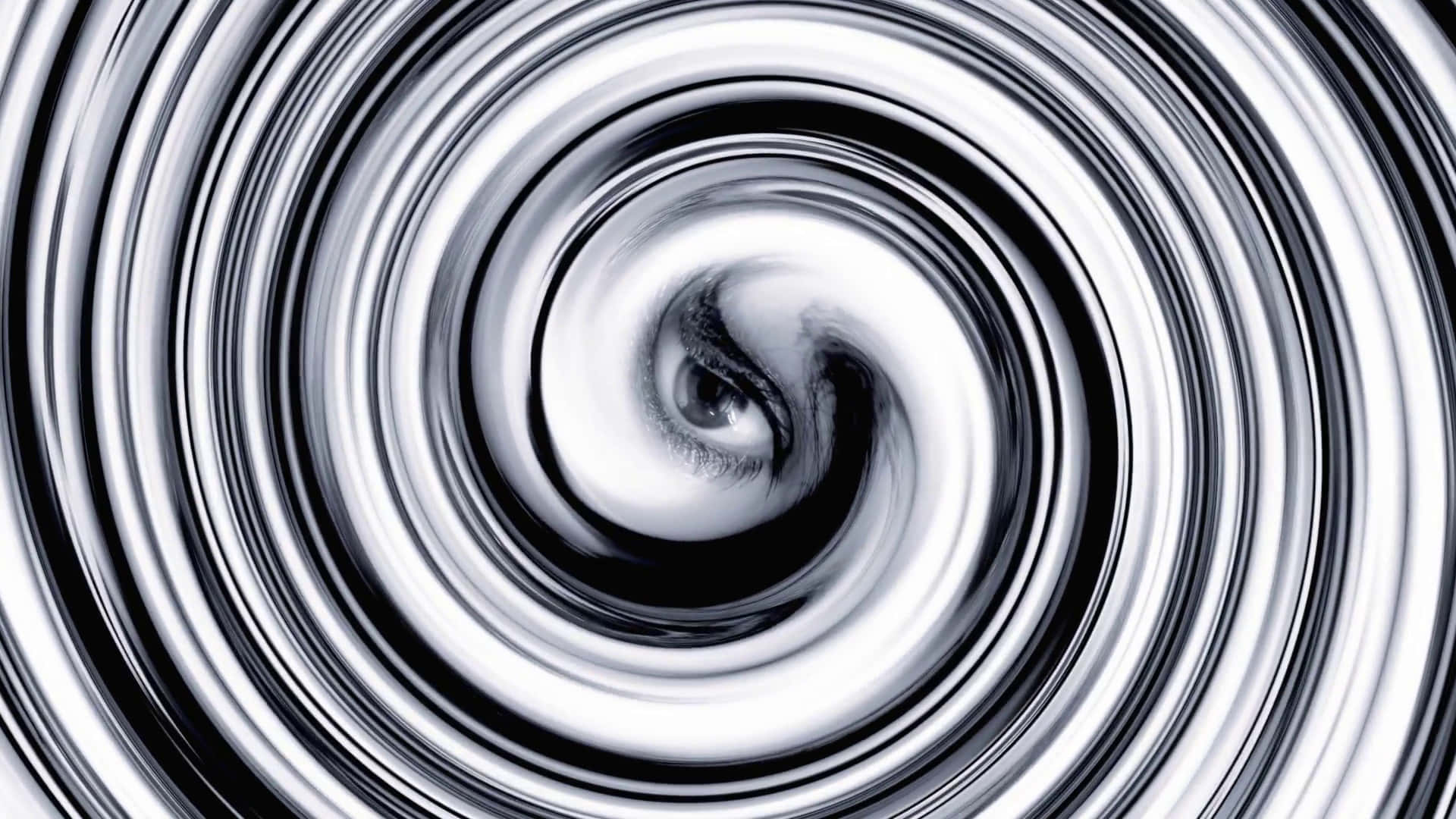 black and white spiral, white background, central human eye, Full HD Desktop Wallpaper