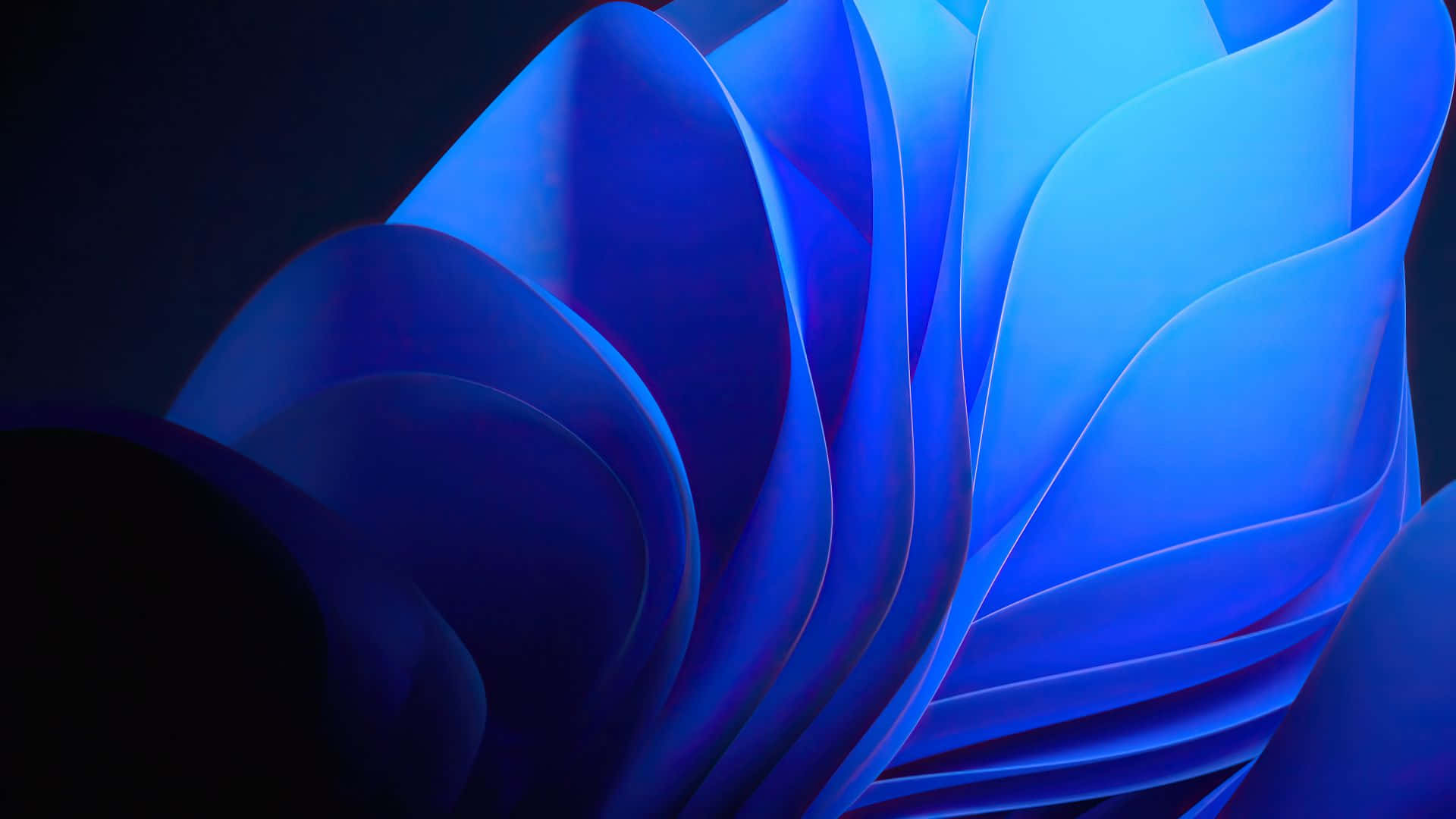 Sleek blue abstract waves, dark background, digital-art composition, Full HD Desktop Wallpaper