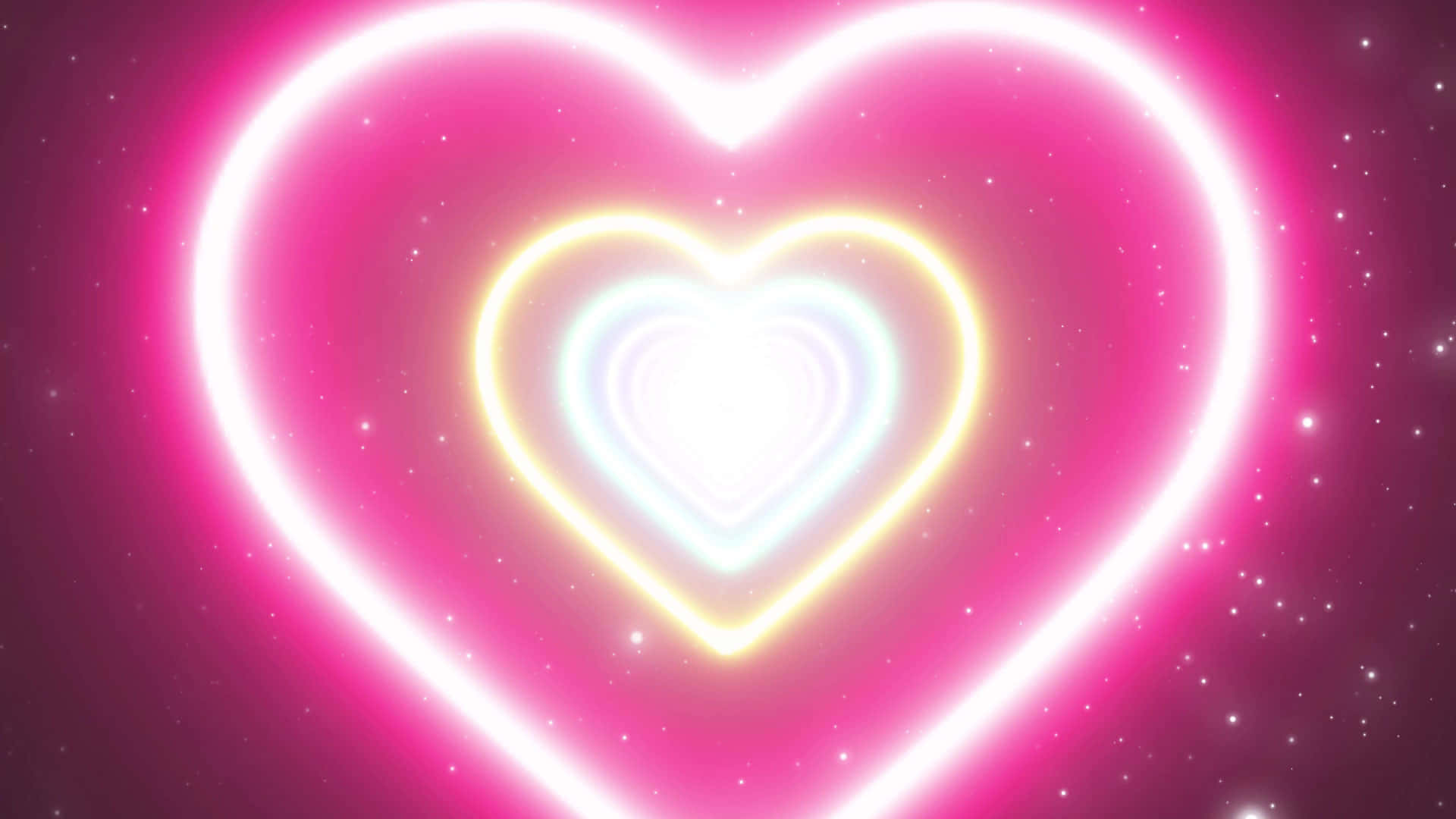 pink heart, neon lights, glowing tunnel, Full HD Desktop Wallpaper