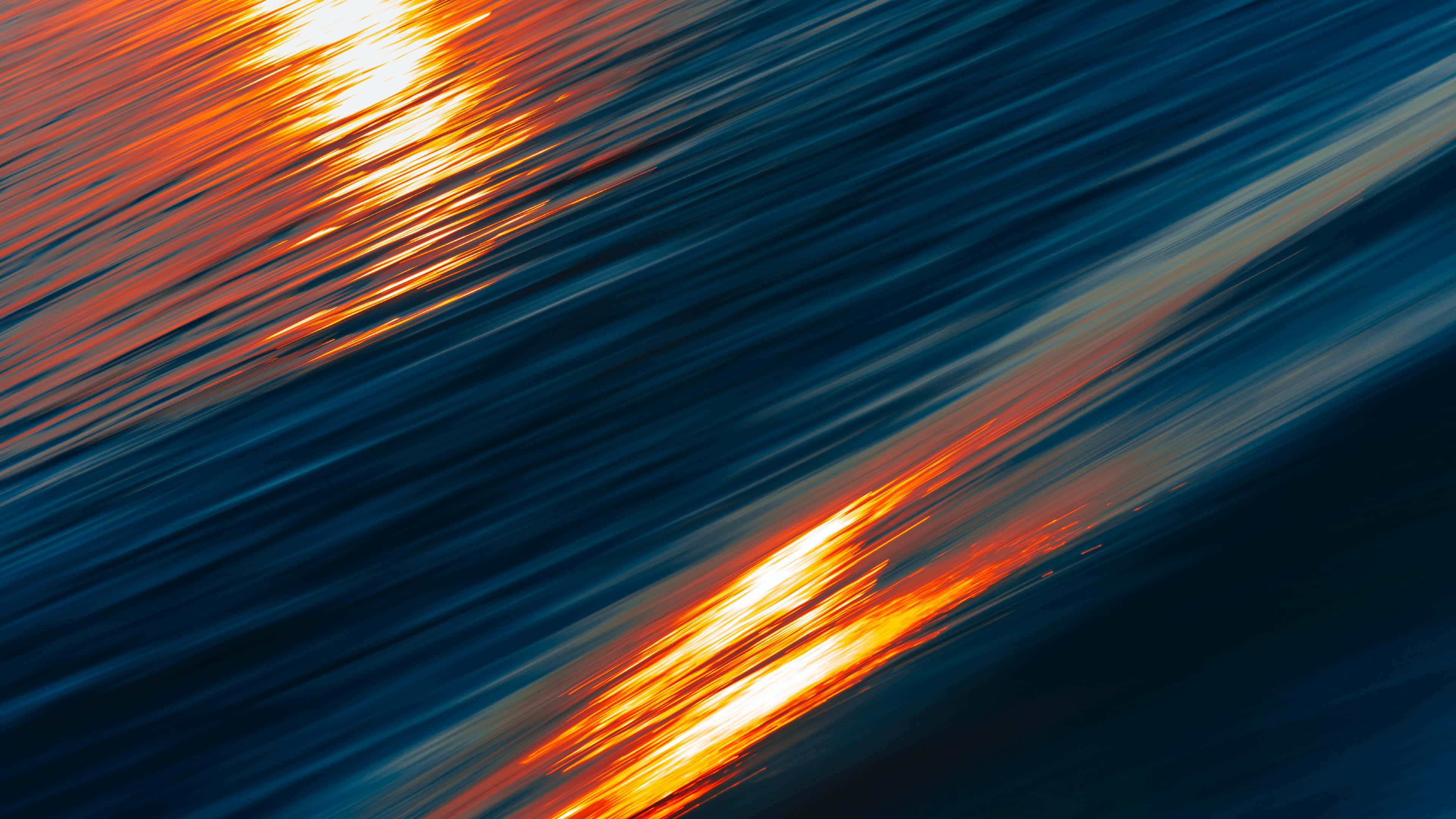blue and orange sunset, fiery orange, deep blue, 4K Desktop Wallpaper