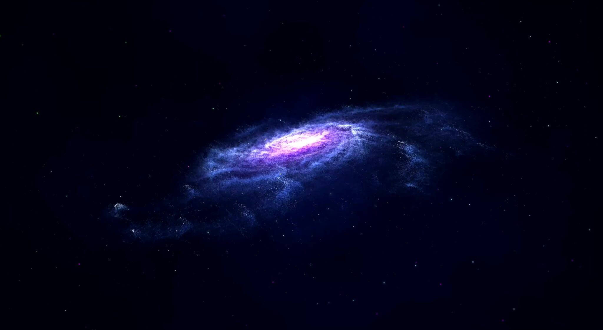 4K Moving Spiral Galaxy, vibrant purple, blue hues, Full HD Desktop Wallpaper