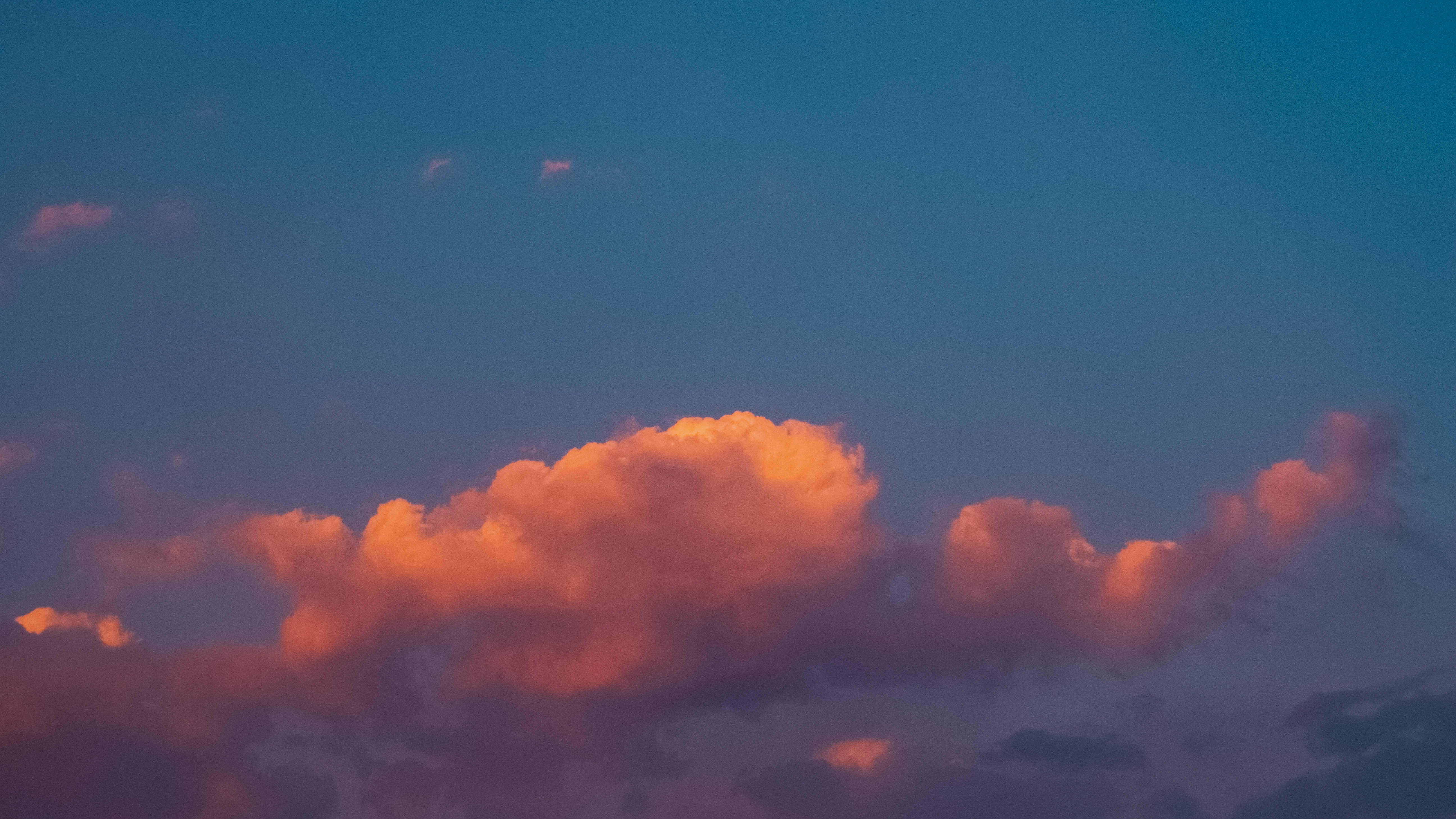 Moving Desktop, clouds, vibrant orange, 5K Desktop Wallpaper