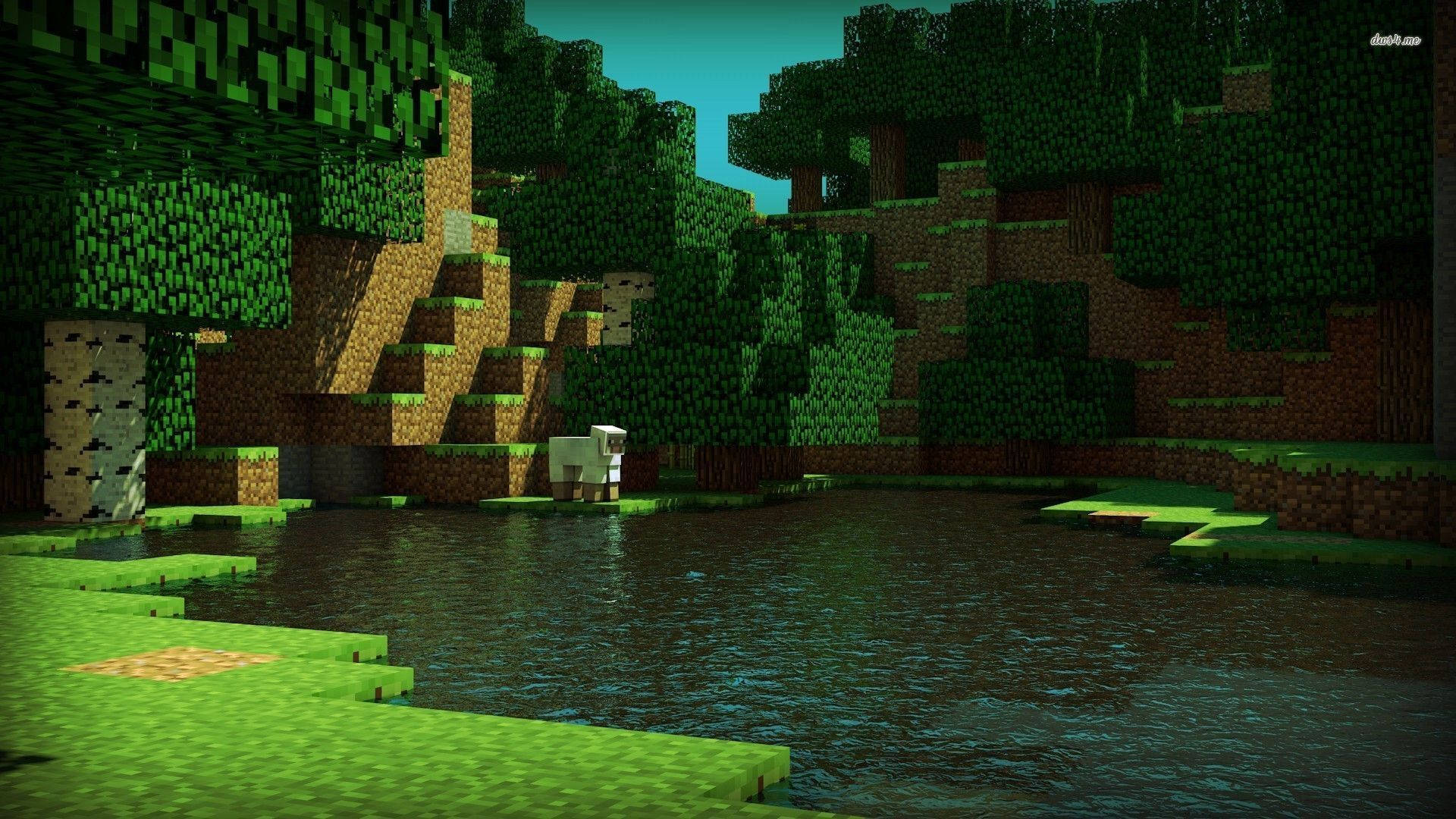 sheep, Moving Minecraft, pixelated, Full HD Desktop Wallpaper