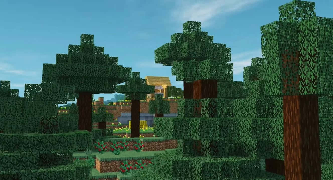 Minecraft, pixelated, blocky trees, HD Desktop Wallpaper