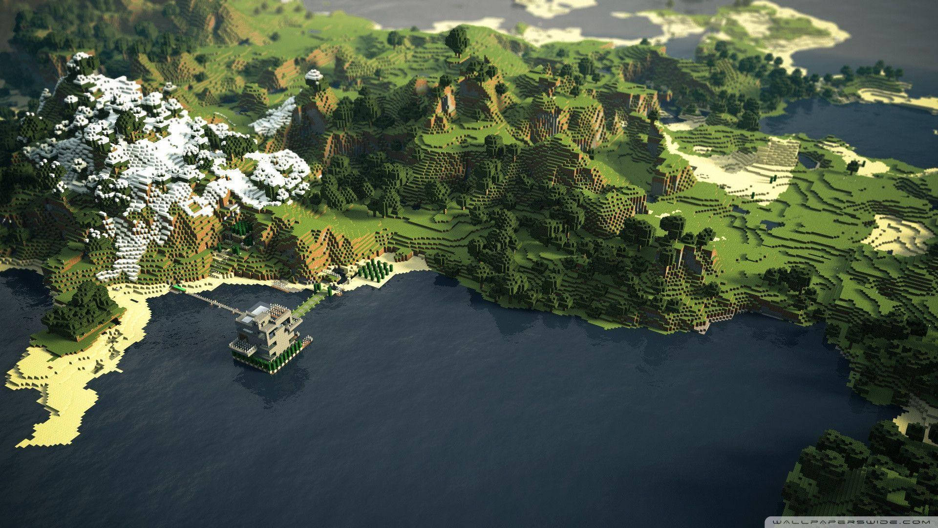 Minecraft, PC, island, Full HD Desktop Wallpaper