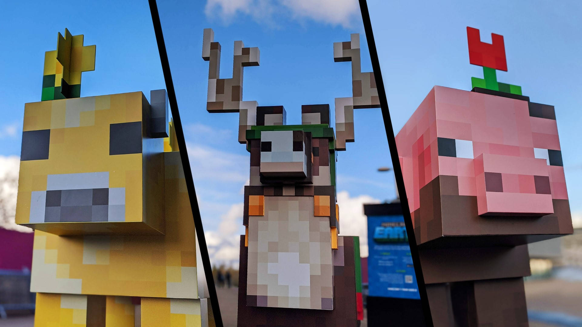 Minecraft, pixelated, yellow cow, Full HD Desktop Wallpaper