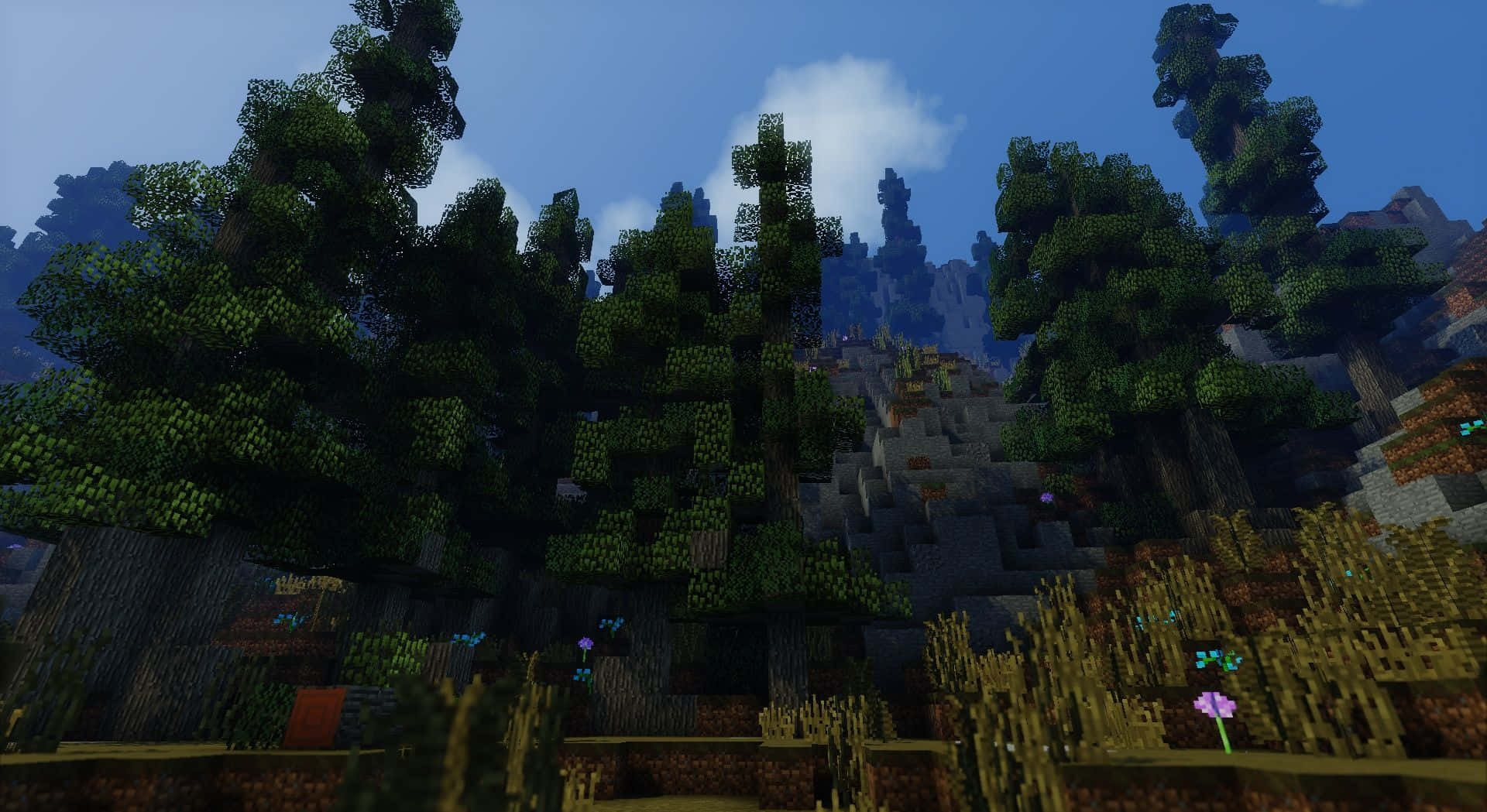 Minecraft, shaders, pixelated, Full HD Desktop Wallpaper