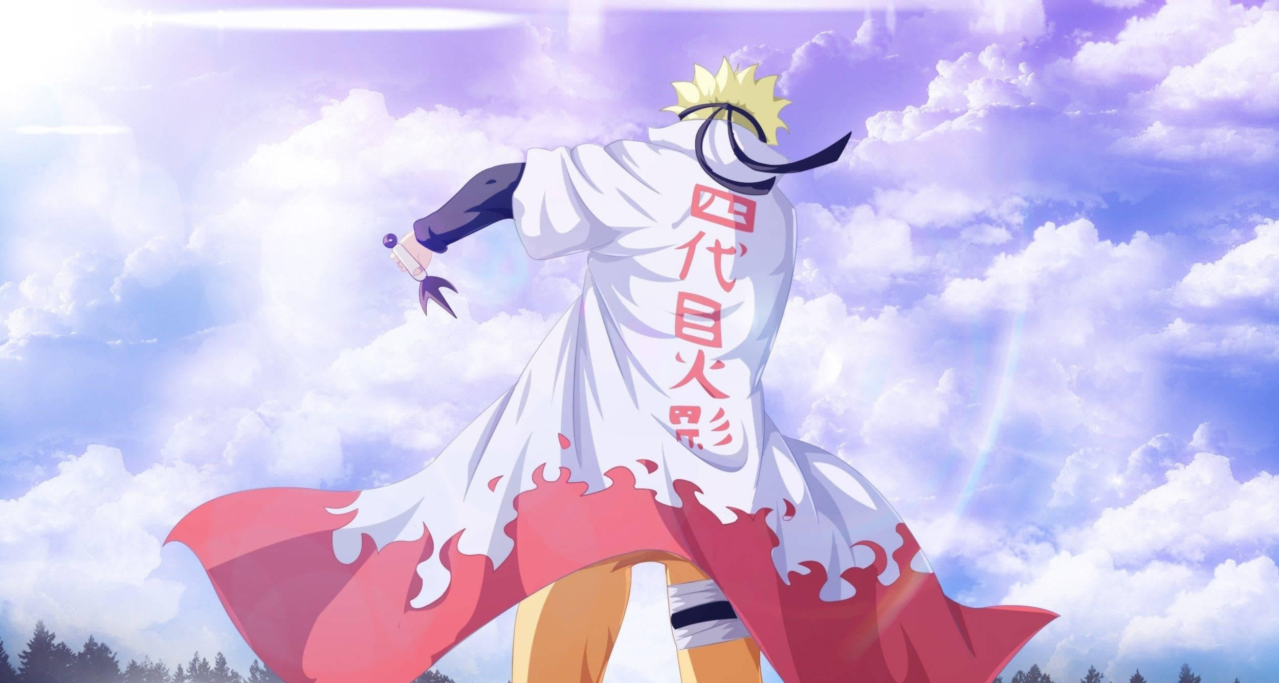 Naruto, white cloak, red flames, Full HD Desktop Wallpaper