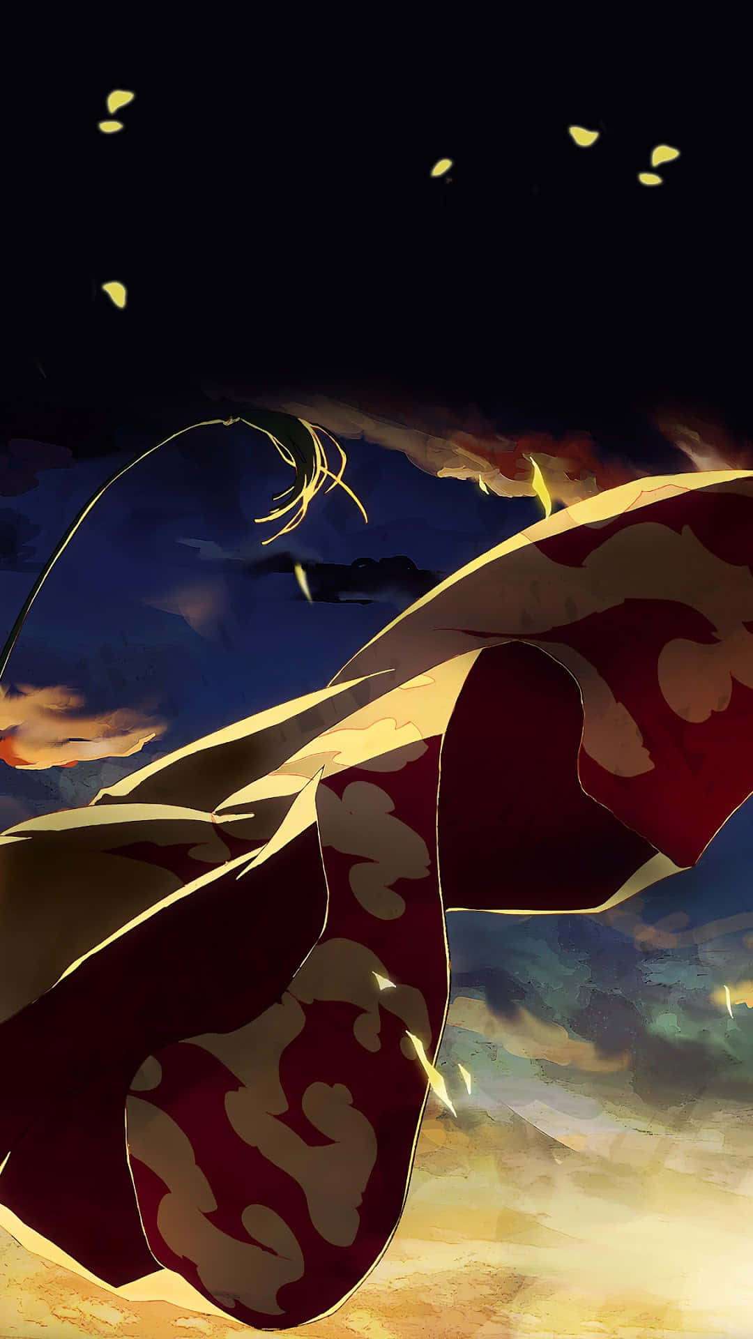 Naruto, red and cream patterned kimono, twilight sky, Full HD Phone Wallpaper