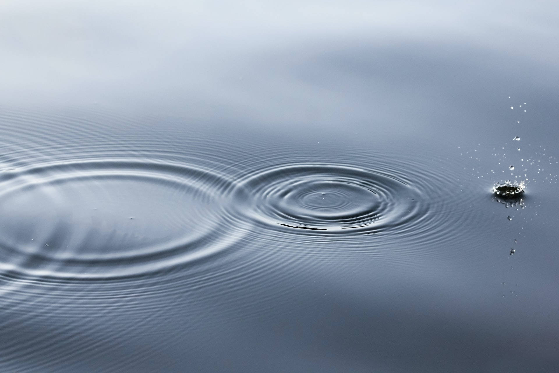 Moving Water Ripples, raindrop, calm gray water surface, Full HD Desktop Wallpaper