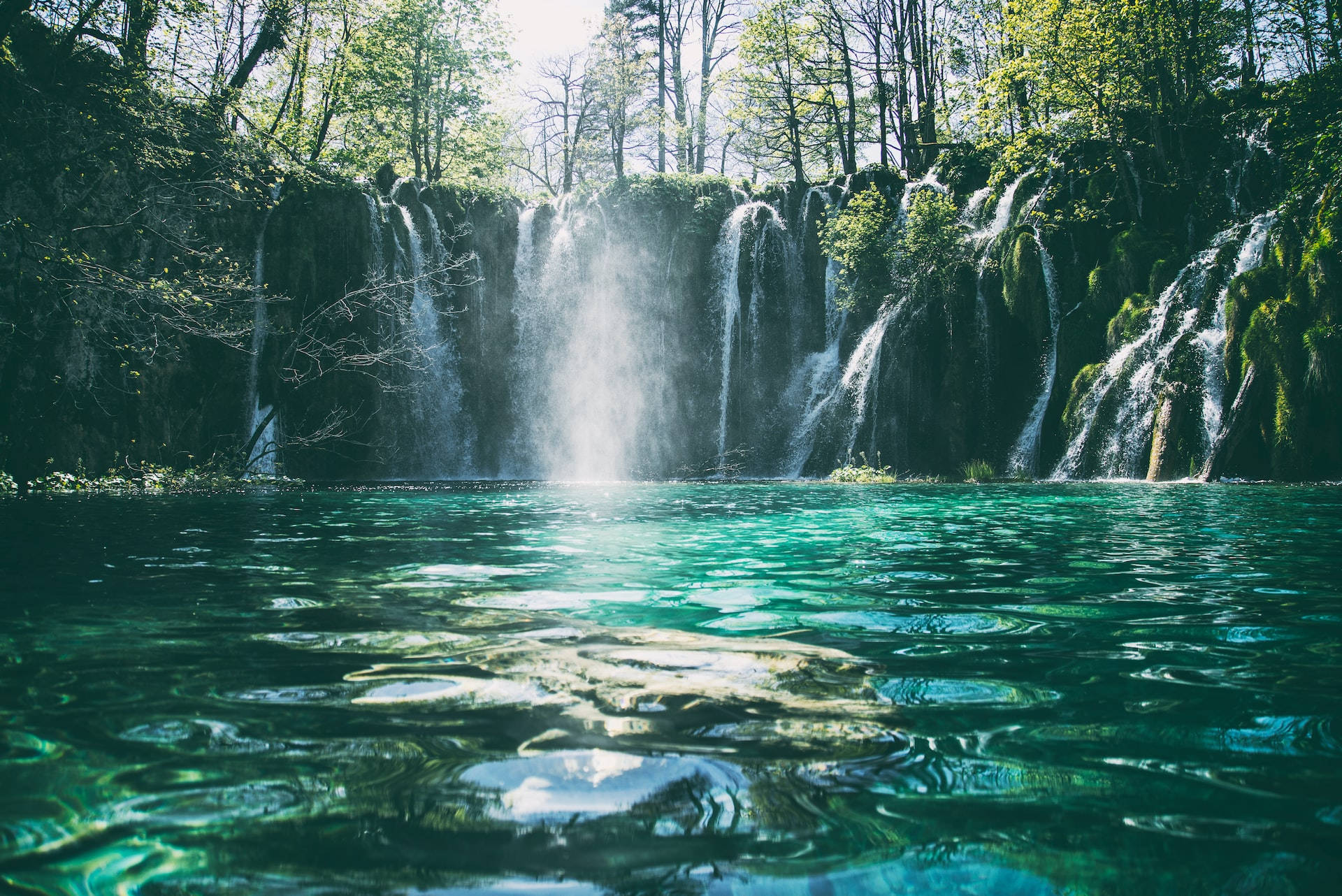 Moving Water, waterfalls, sunlight, Full HD Desktop Wallpaper